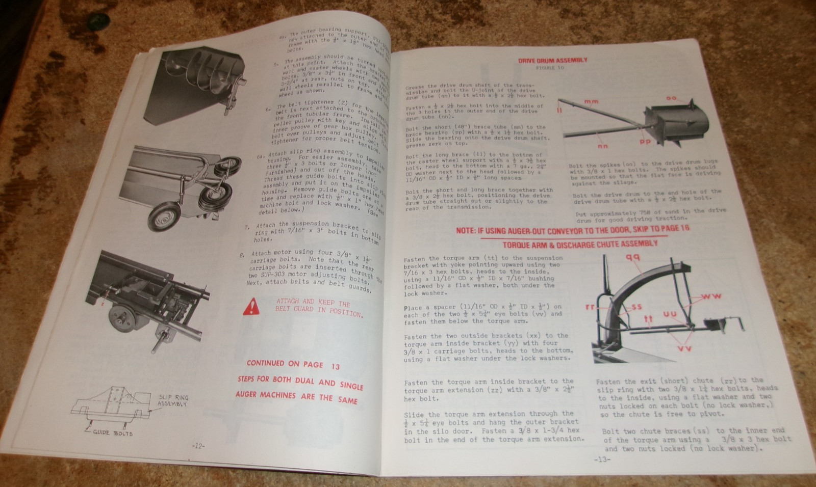 vintage model SU5-670 clay silo unloader owners manual in good shape used