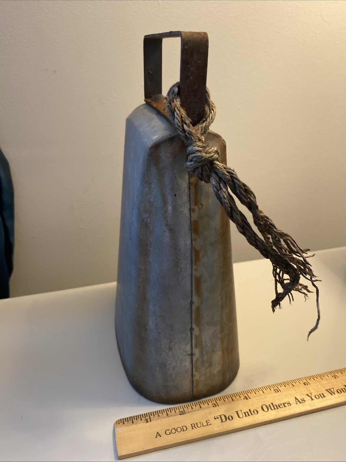 Vintage Tin Cow Bell Galvanized Aluminum Jingle Bell Ringer