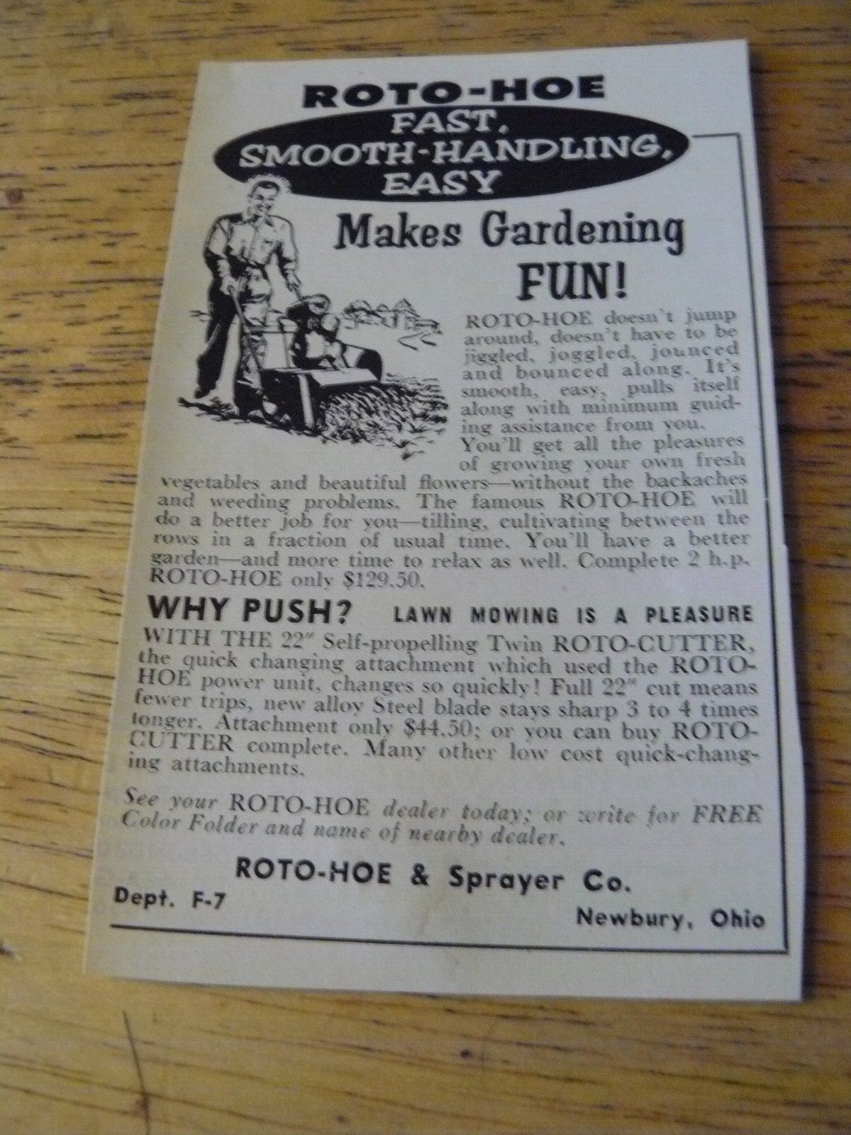 THE FARM QUARTERLY-SPRING 1957-AD- ROTO-HOE Garden & SPRAYER Co/ Newbury, OHIO