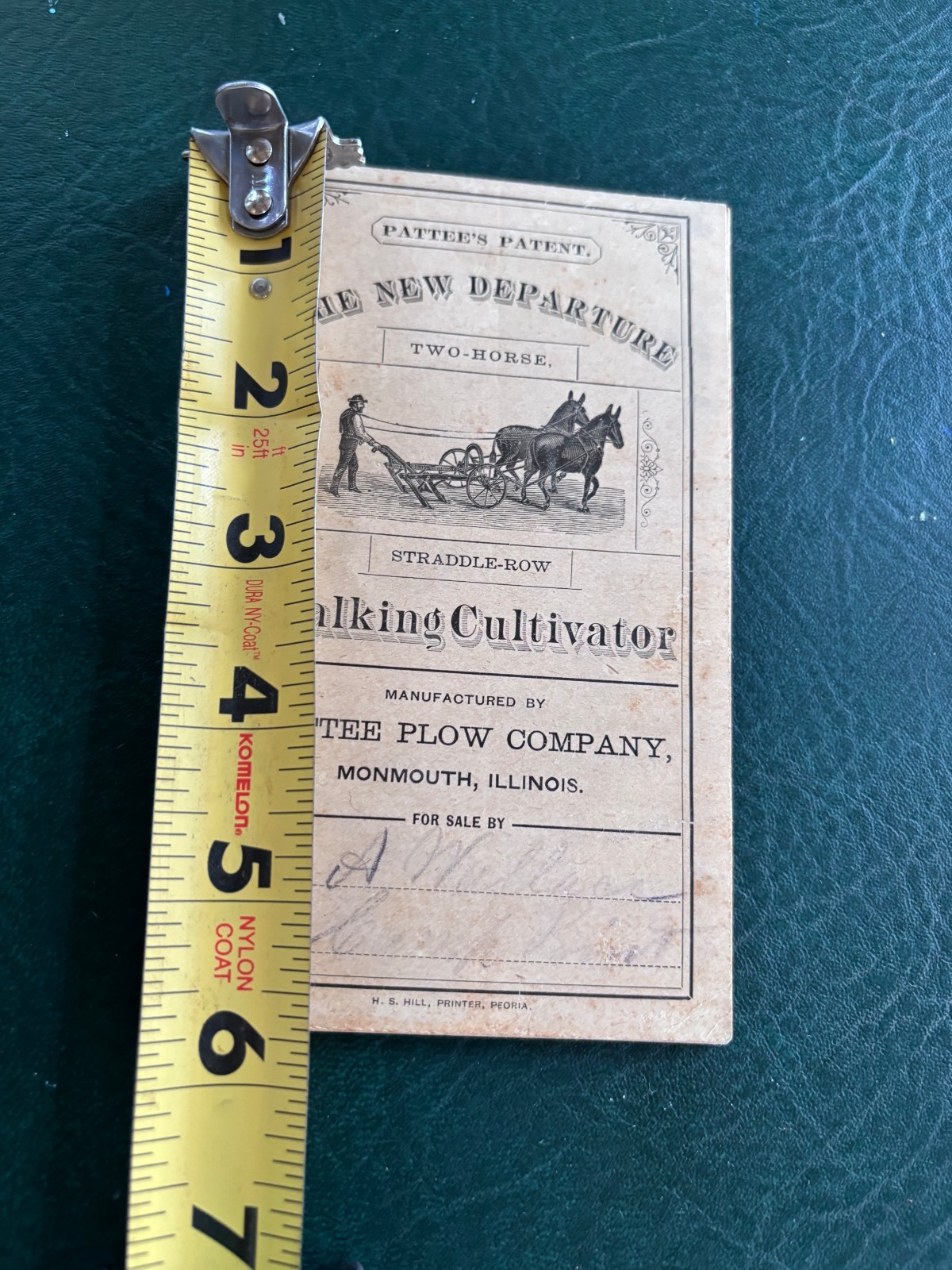 Antique Pattee Plow Co. Walking Cultivator Notebook 1882 Monmouth Illinois 1882