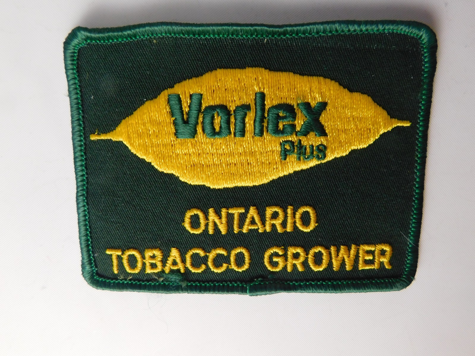 ONTARIO TOBACCO GROWER VORLEX VINTAGE PATCH FARM HAT BADGE ADVERTISING