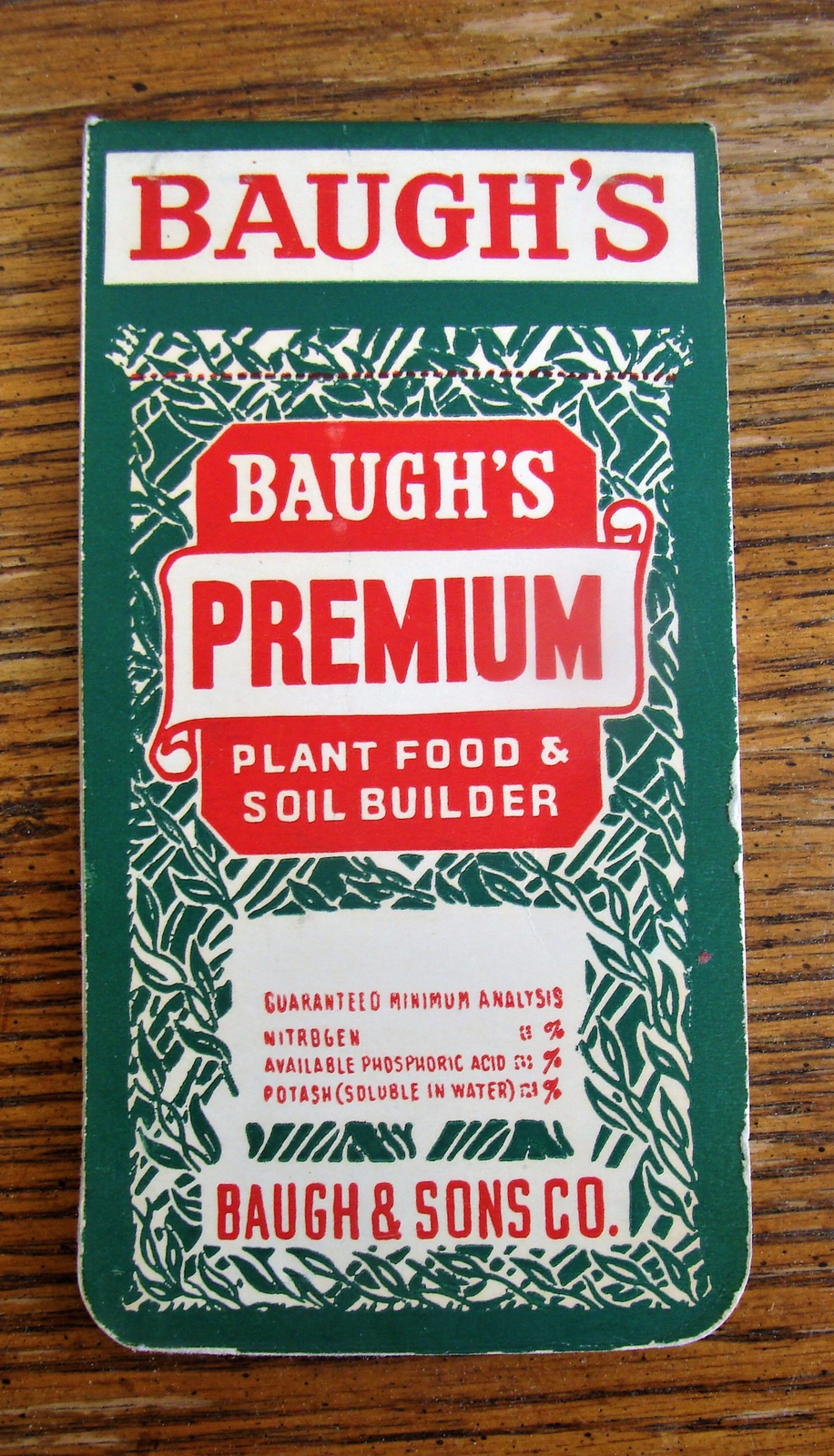 Vtg NOS Baugh&rsquo;s Premium Plant Food Soil Builder Pocket Memo Book Exc Cond