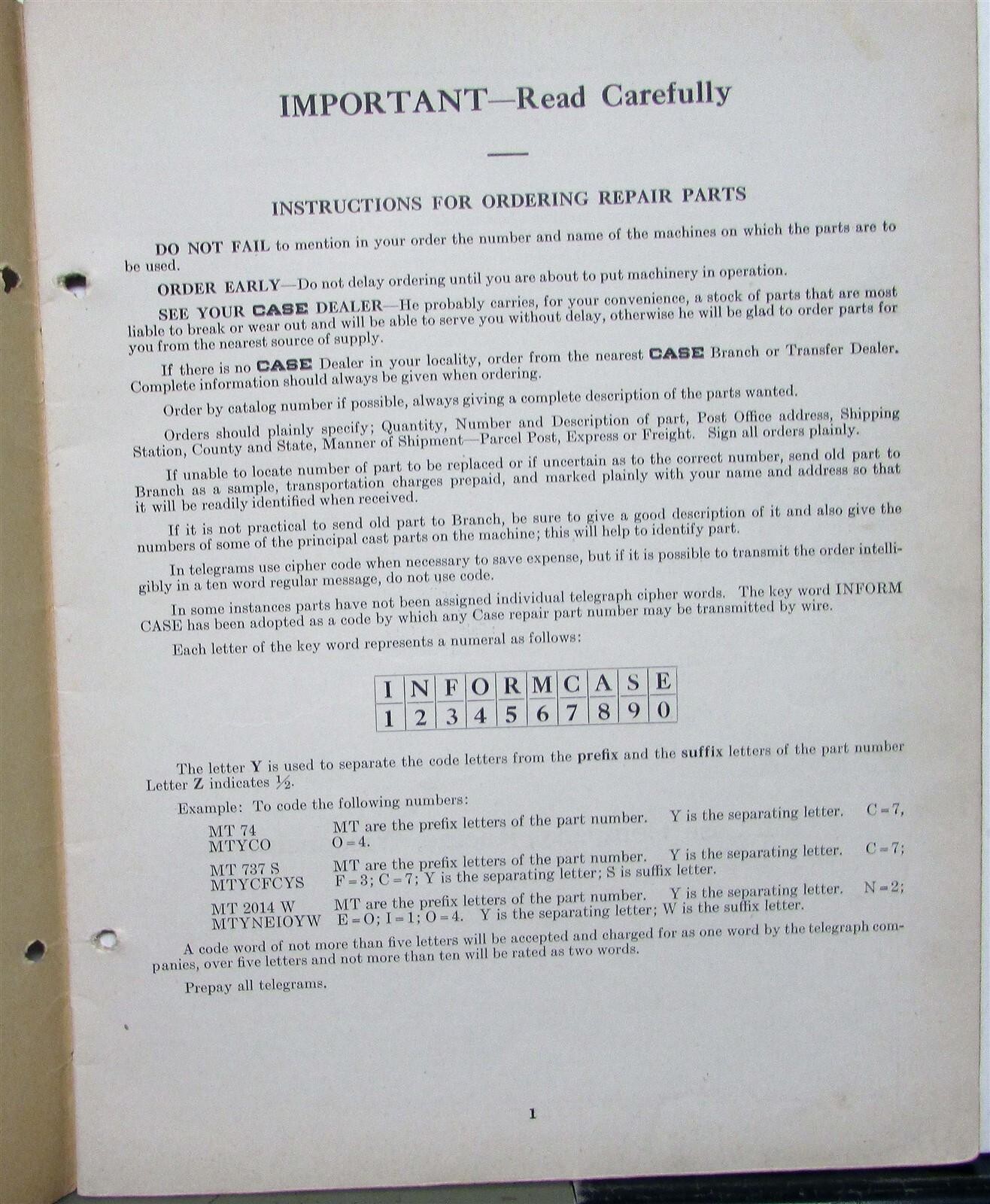 1936 Case A&B Series Power Mowers Specs Construction Repair Parts Lists Catalog