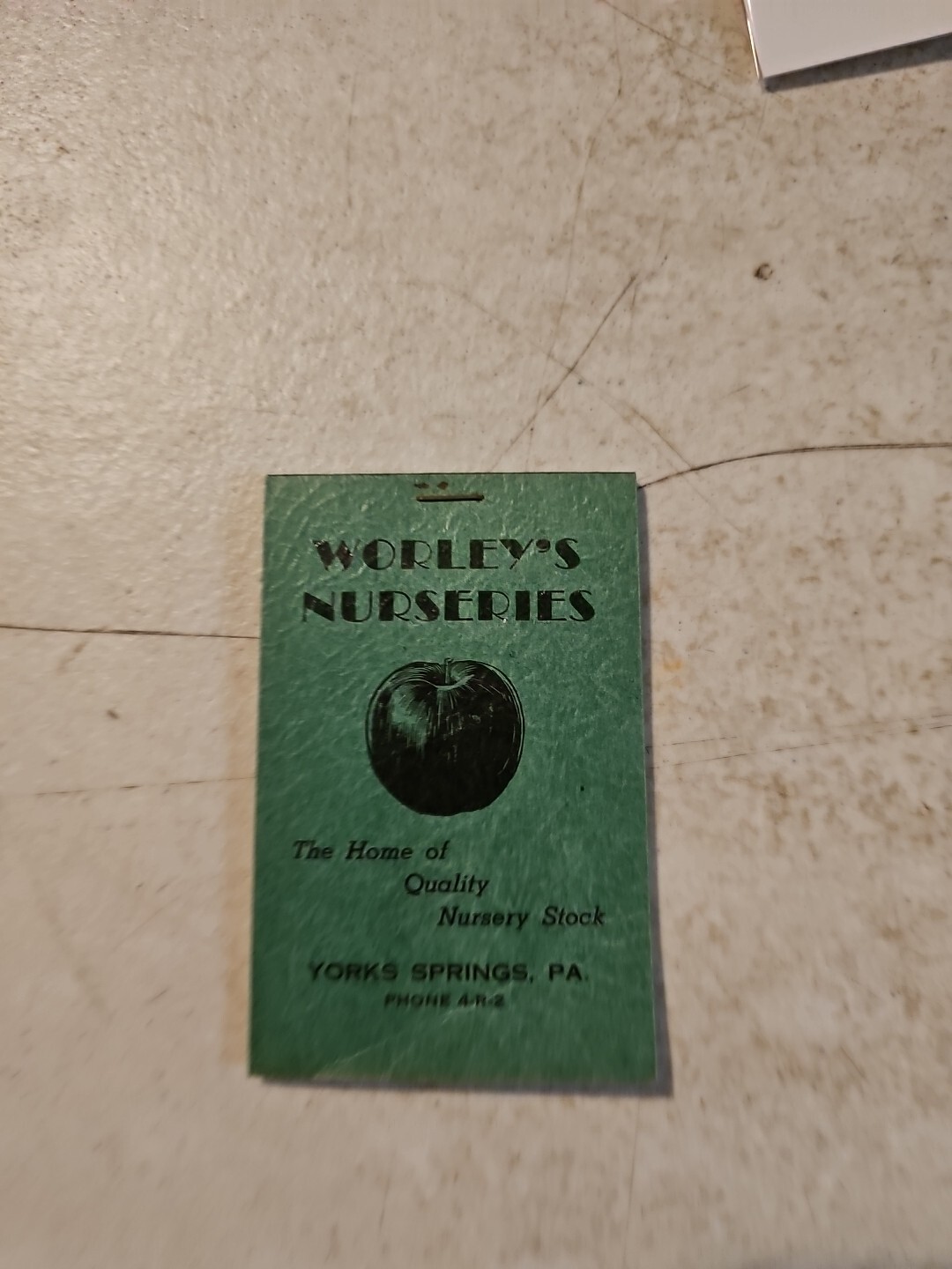 Vintage Early Worley&rsquo;s Nurseries Memo Pad. York Springs,PA. Phone 4-R-2