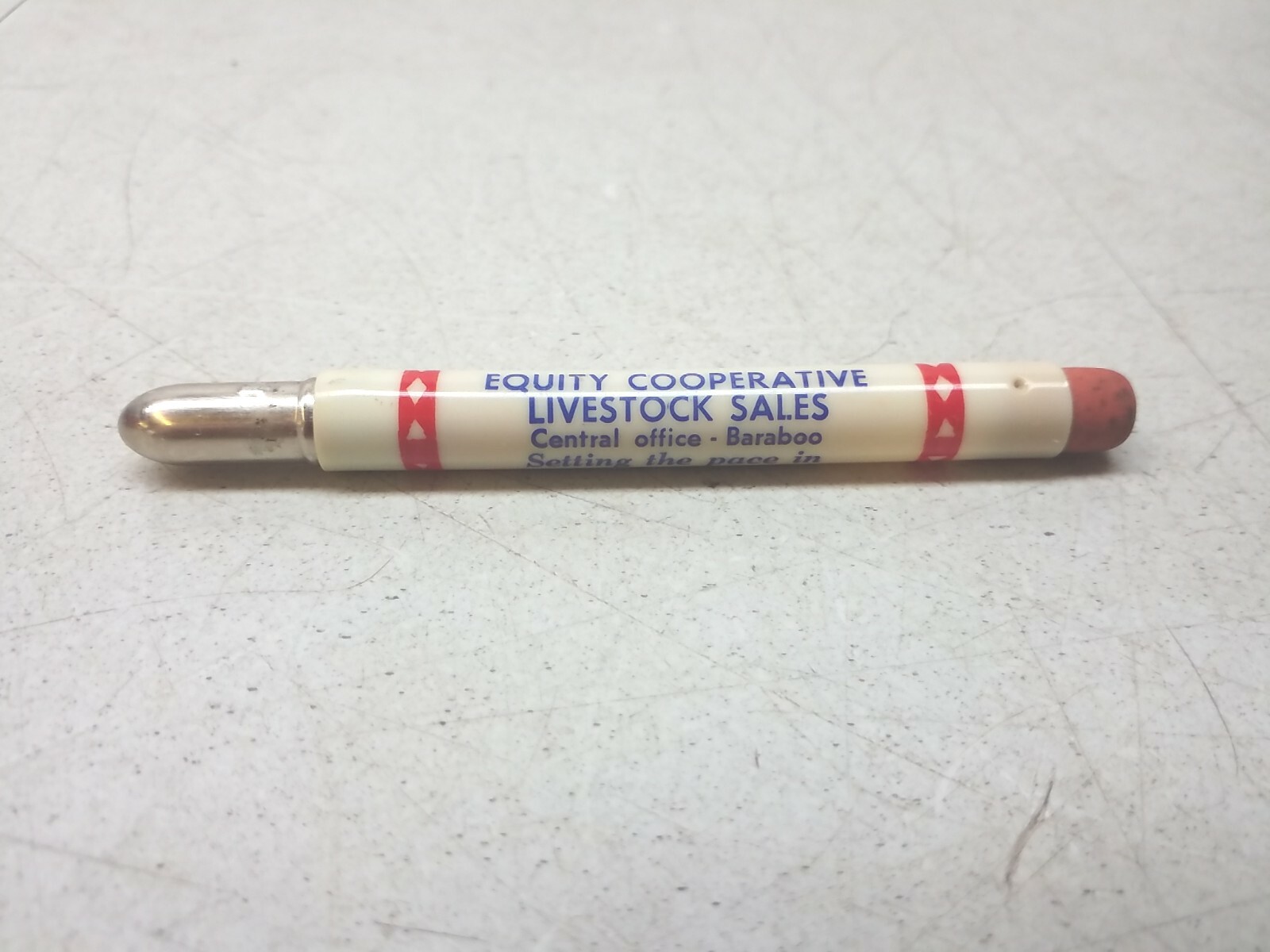Equity Cooperative Livestock Sales Baraboo Wisconsin Vtg Ag Ad Bullet Pencil