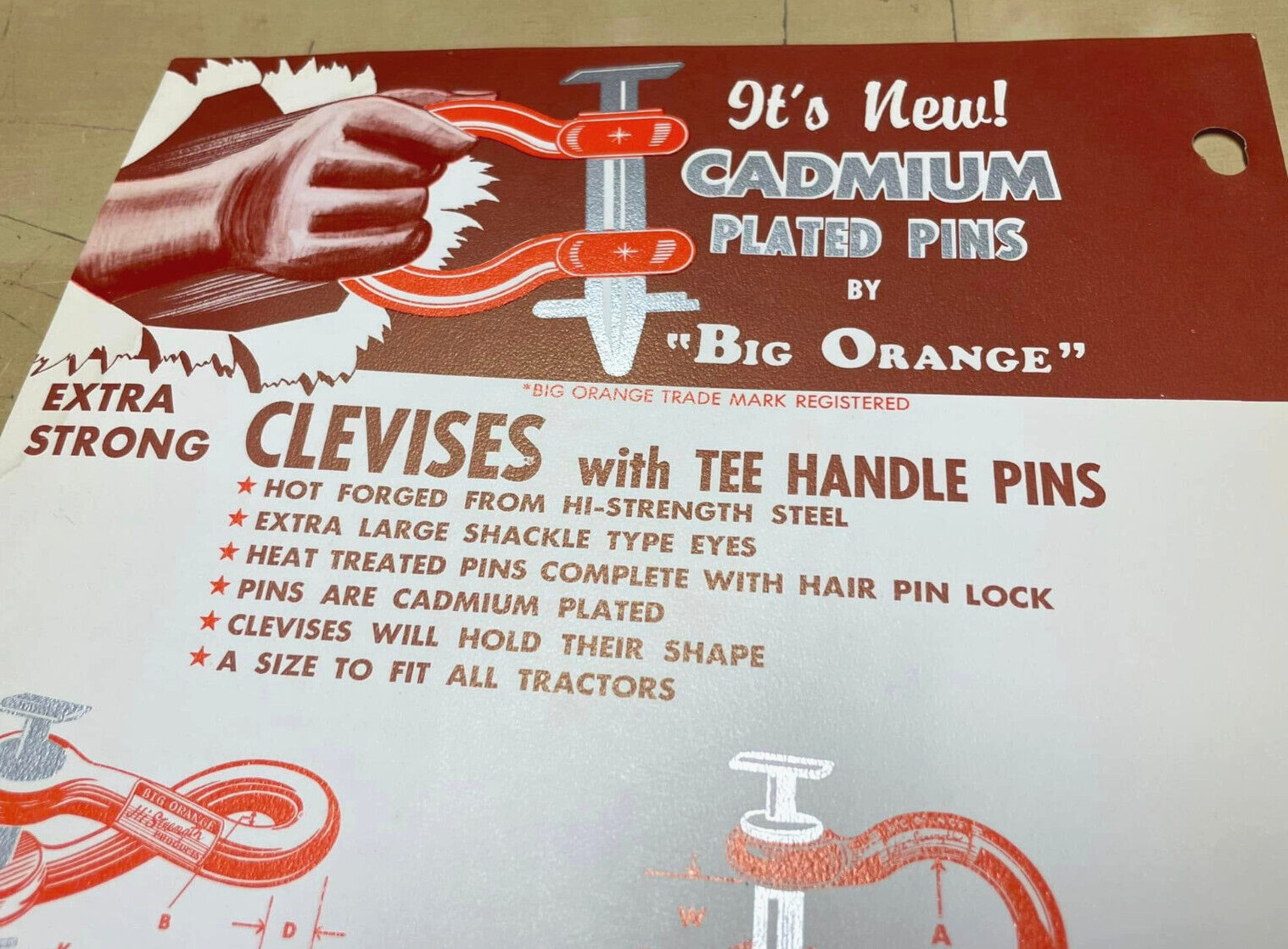 Vtg 1960s Lox All Sta-Pin Big Orange Tractor Clevises One-Page Ads & Price List