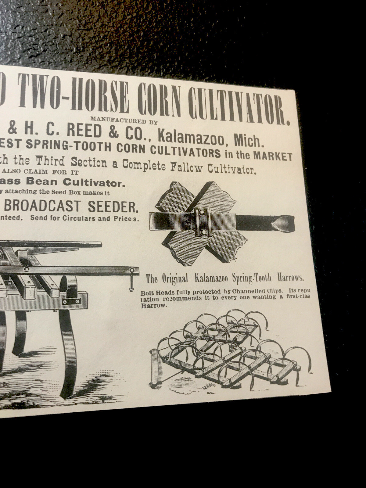 1889 Lull & Co. Boss Harrows Implement Farm Advertising – Kalamazoo – Michigan