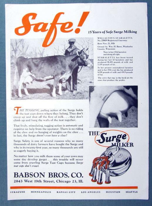 Original 1945 Surge Dairy Ad Features William Basse, Waukesha County Wisconsin