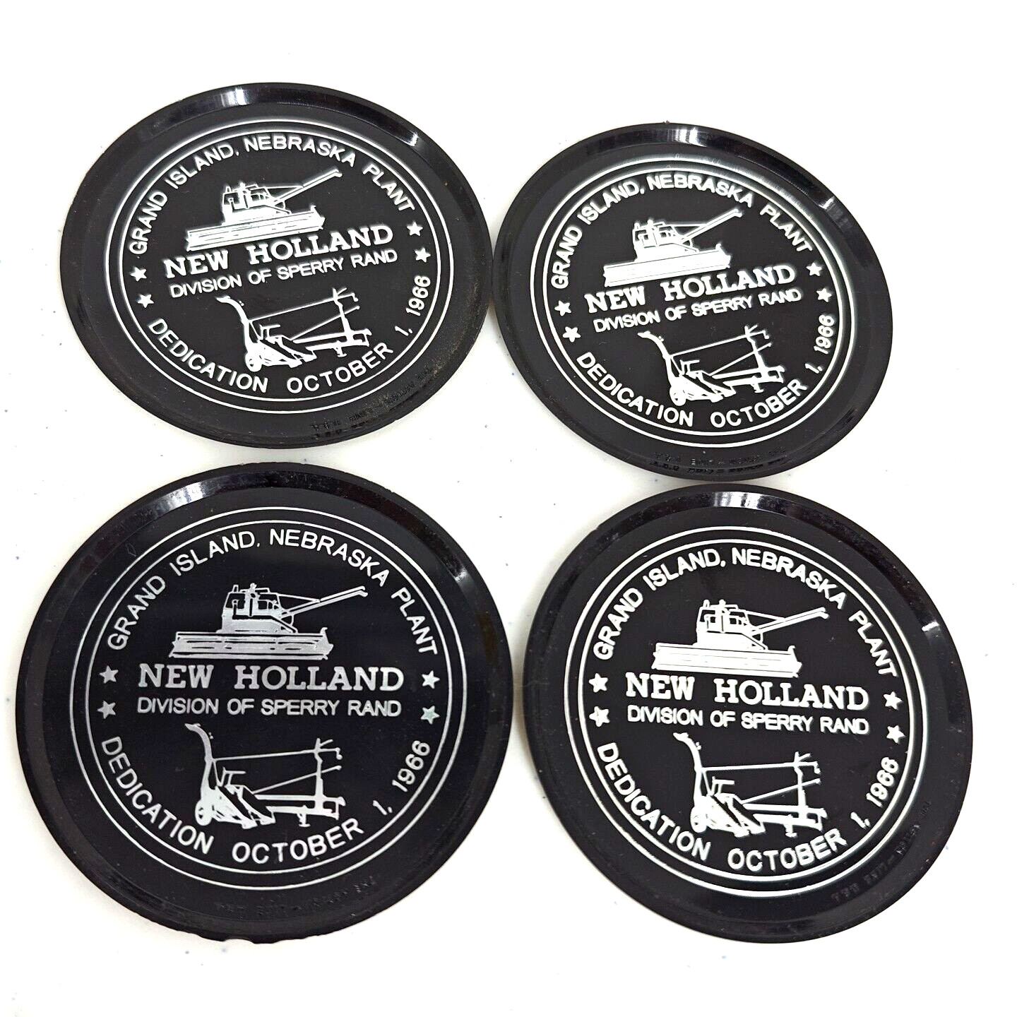 4 Sperry Rand New Holland Grand Island Neb Plant Coasters Oct 1966 Combine