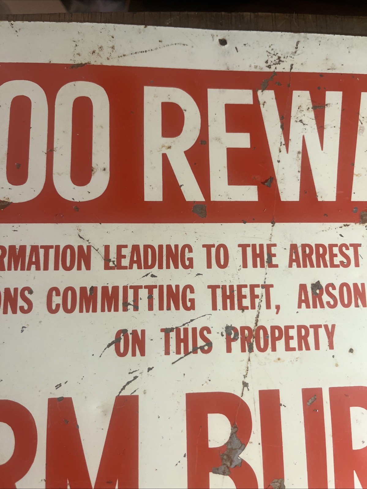 11×14 Farm Bureau $500 Reward Porcelain Sign – Found In Arkansas – VTG No Repop