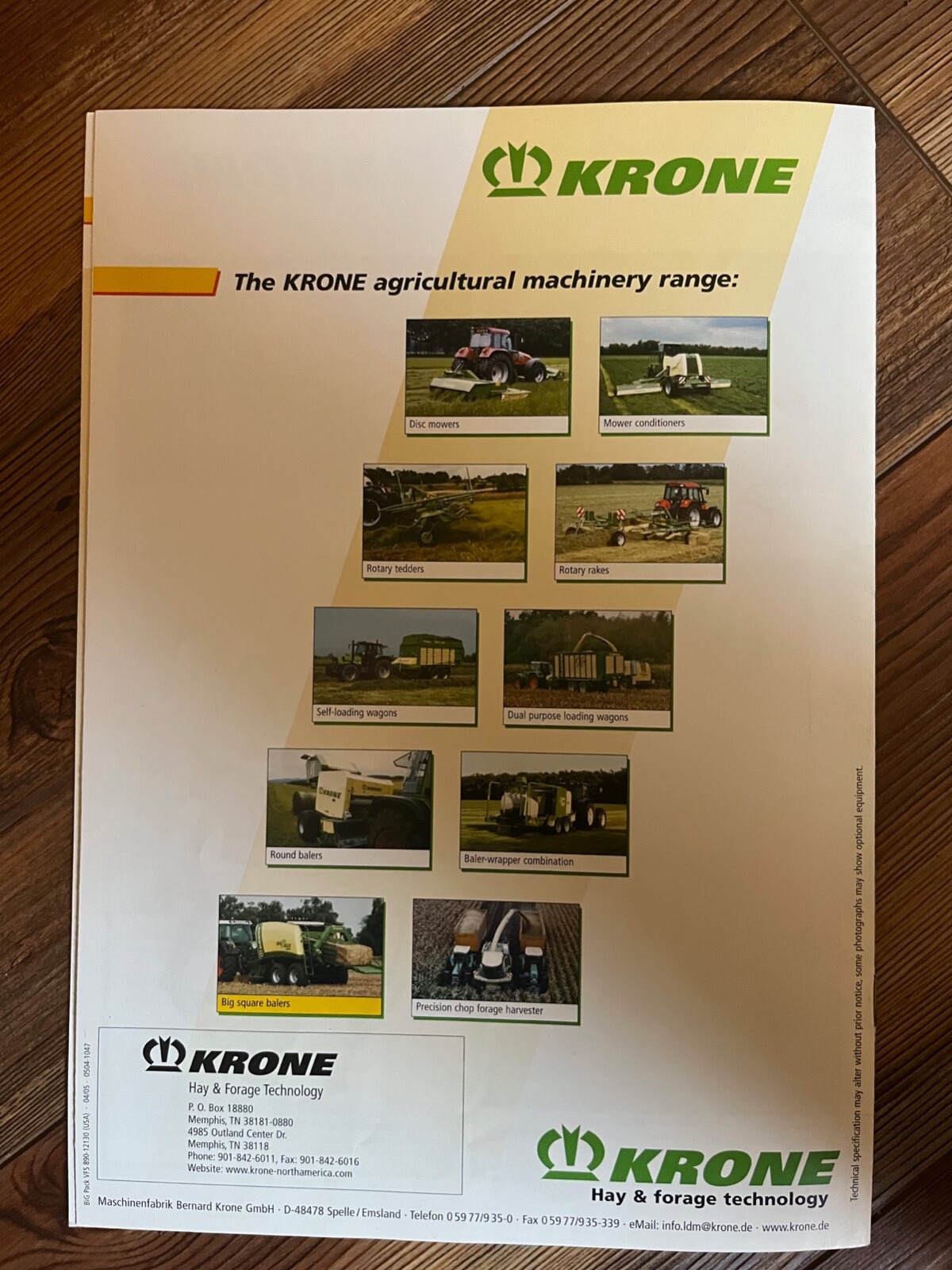 2005 Krone Big Pack VFS Large Square Baler sales brochure