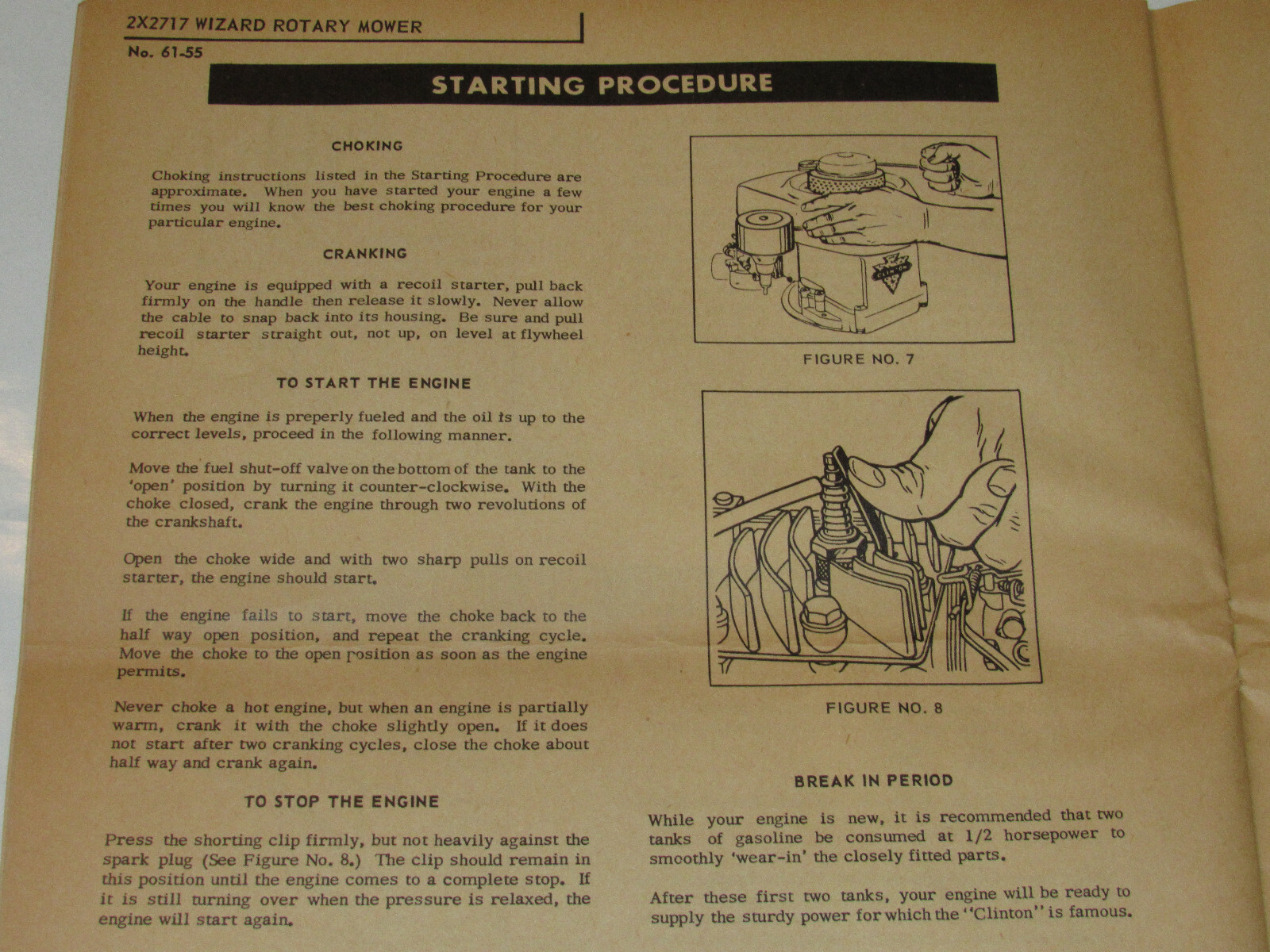 VTG 1955 WESTERN AUTO &lsquo;WIZARD&rsquo; LAWN MOWER INSTRUCTIONS/PARTS LIST/CLINTON ENGINE