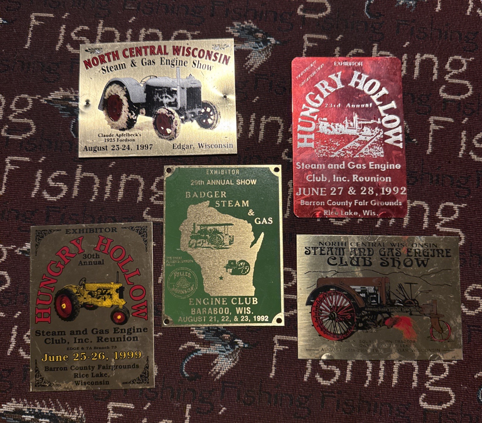 Lot Of 5 Wisconsin Steam Engine Hit & Miss Antique Tractor Show Exhibitor Plaque