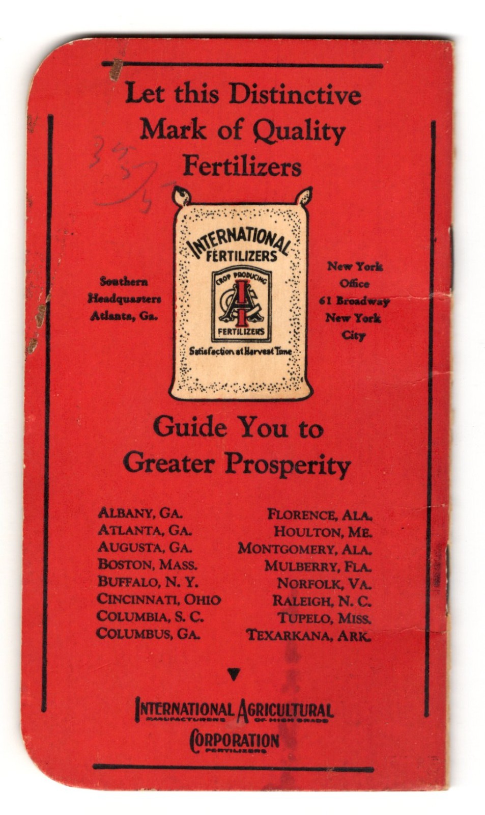1930s – International Fertilizers Tupelo Mississippi Promo Memo Pad – XL3E