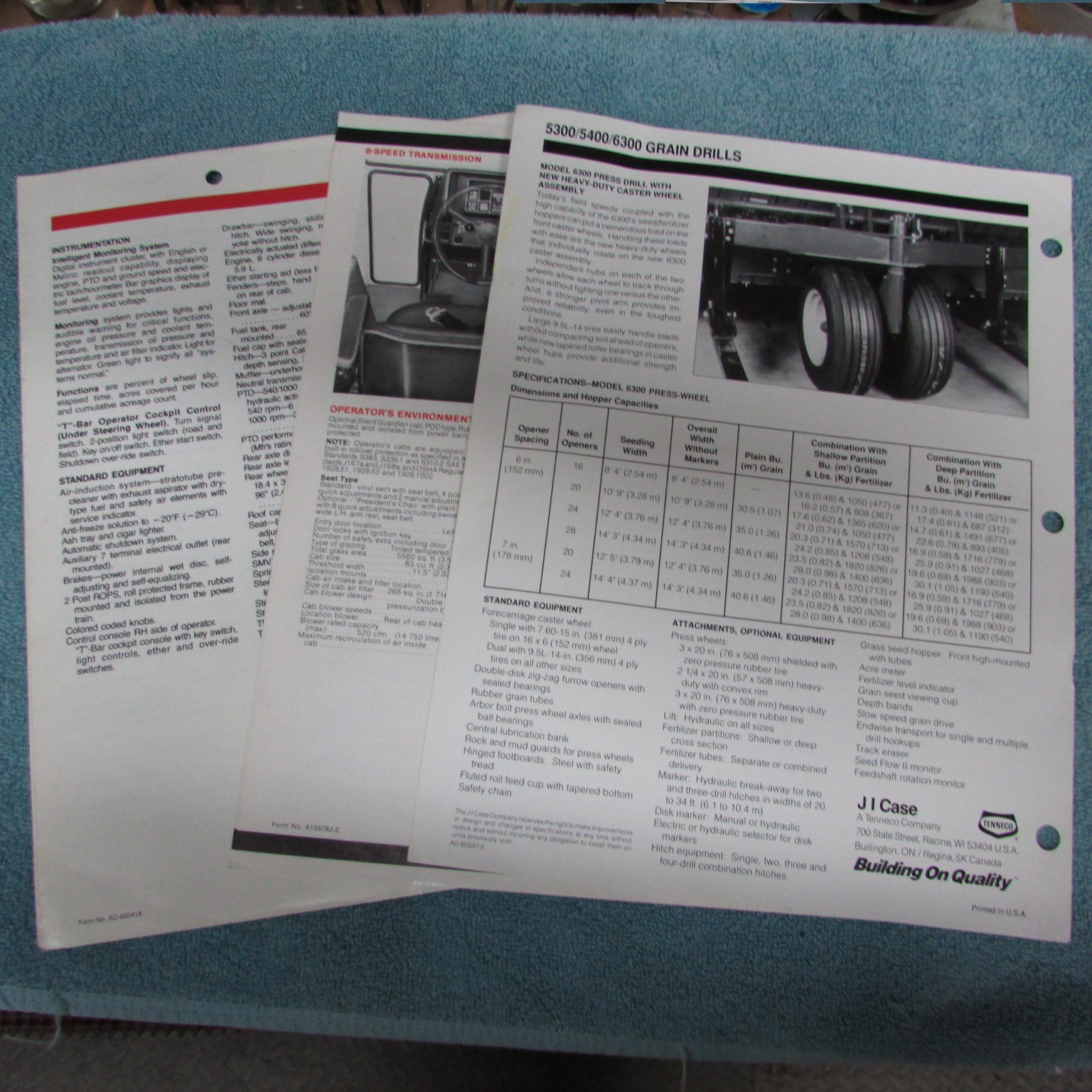 Case Brochure&rsquo;s (3) 2090 &1896 Tractors Grain Drills 5300, 5400, 6300
