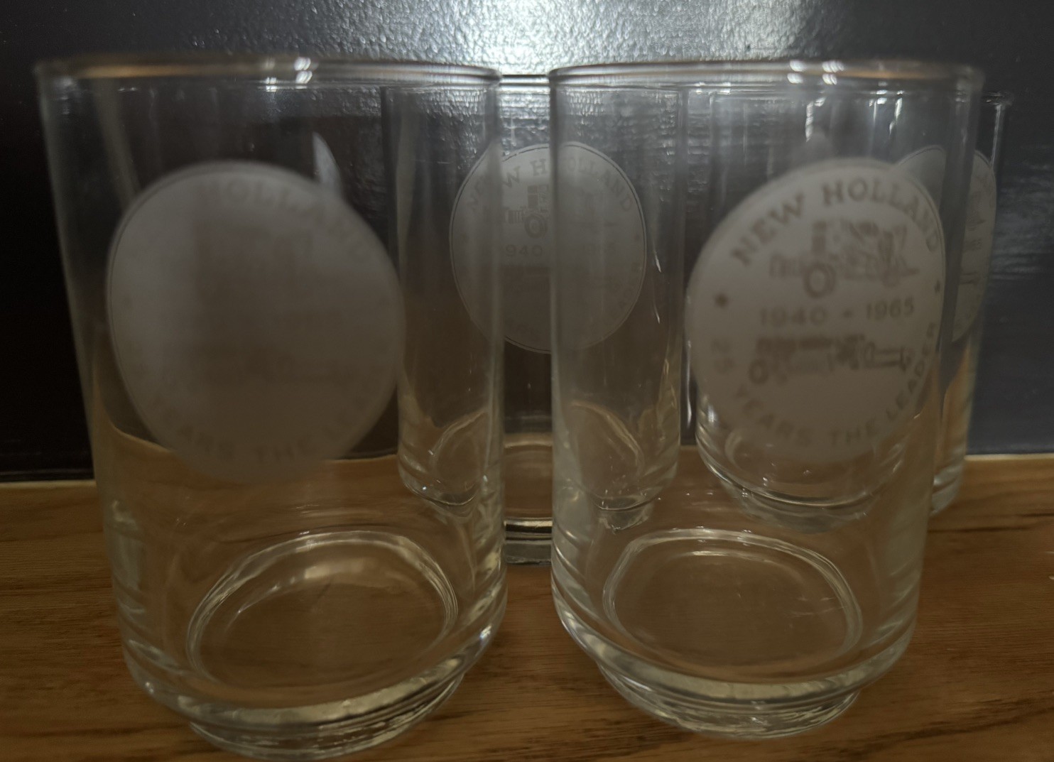 Sperry New Holland 25 Years The Leader Anniversary Glasses ‘40-‘65 Set of 4