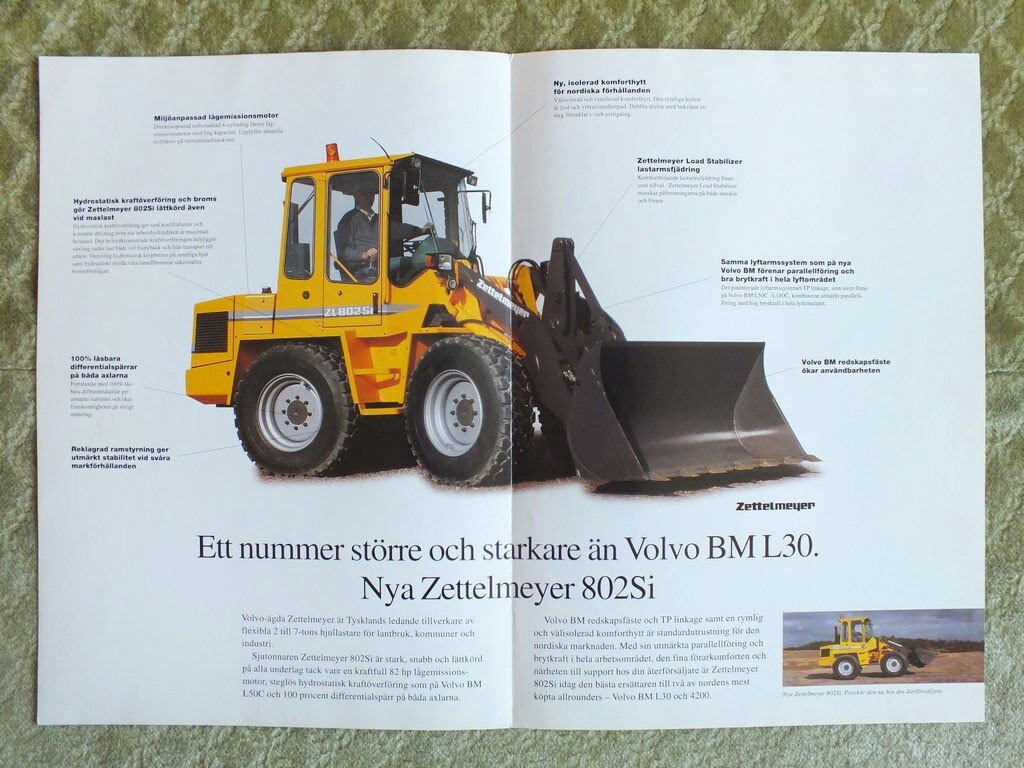 VOLVO BM L30 / ZL802Si / 4200 Wheel Loaders Tractors Brochure Prospekt 1995