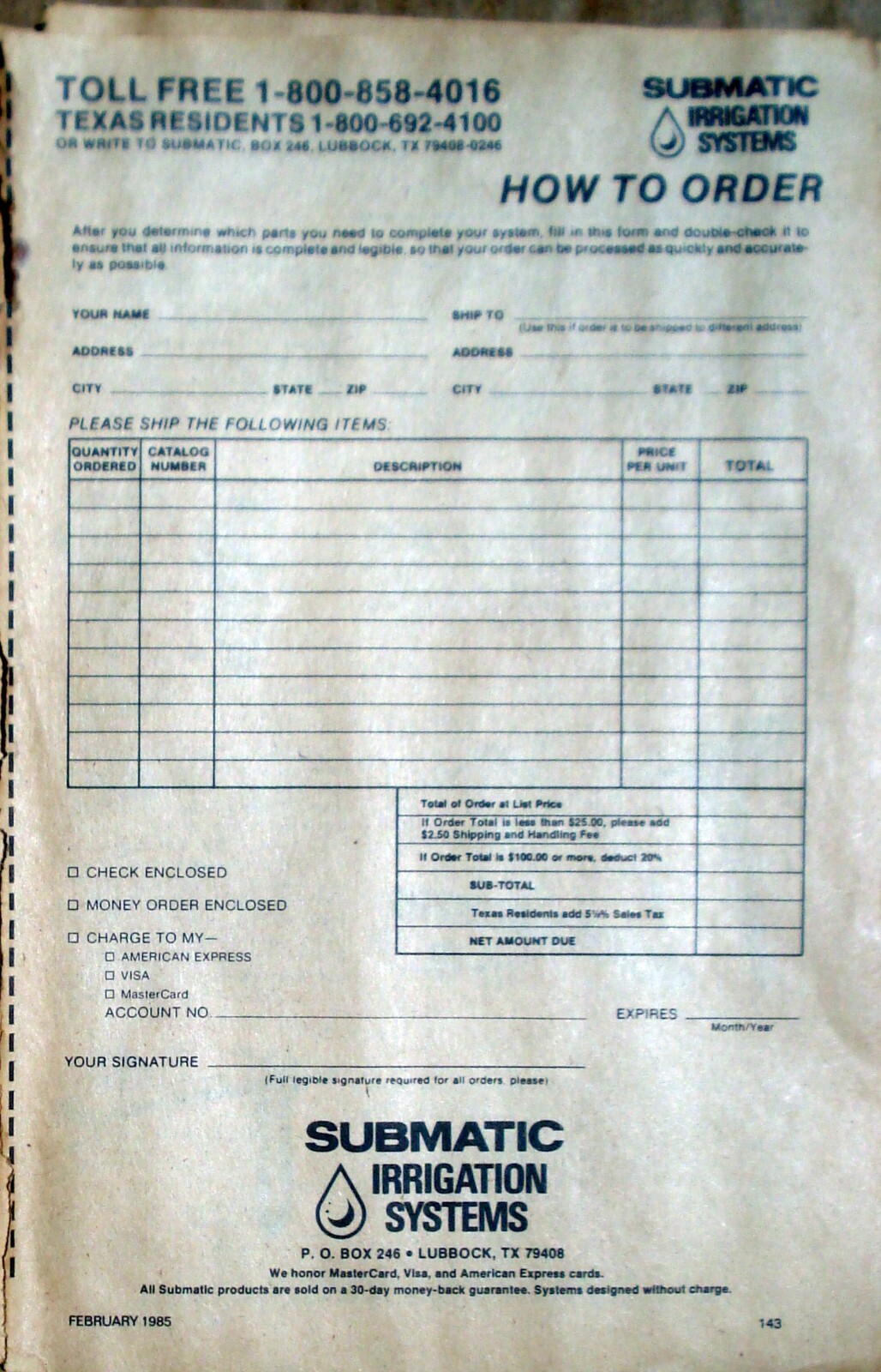 Submatic Irrigation Systems Lubbock Texas TX 3-page Vtg 1985 Print Ad