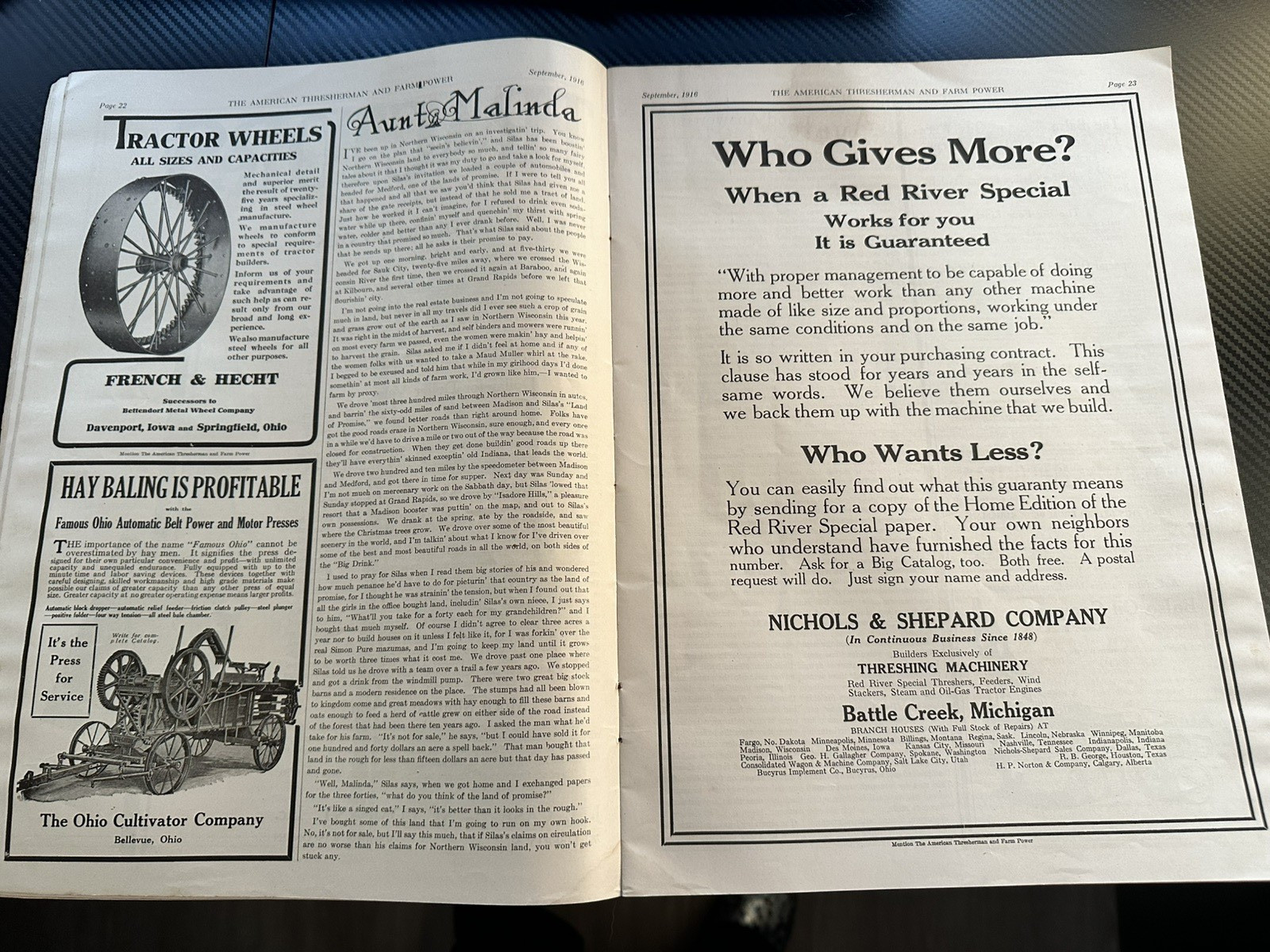 The American Thresherman and Farm Power MAGAZINE 1916 Madison, WIS Vol 19. No 5