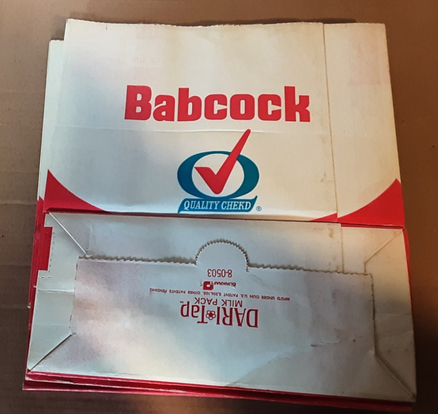 Lot of 3 Babcock Dairy 2½ Gallon Delivery Bags Toledo OH Red Blue Logo Clean