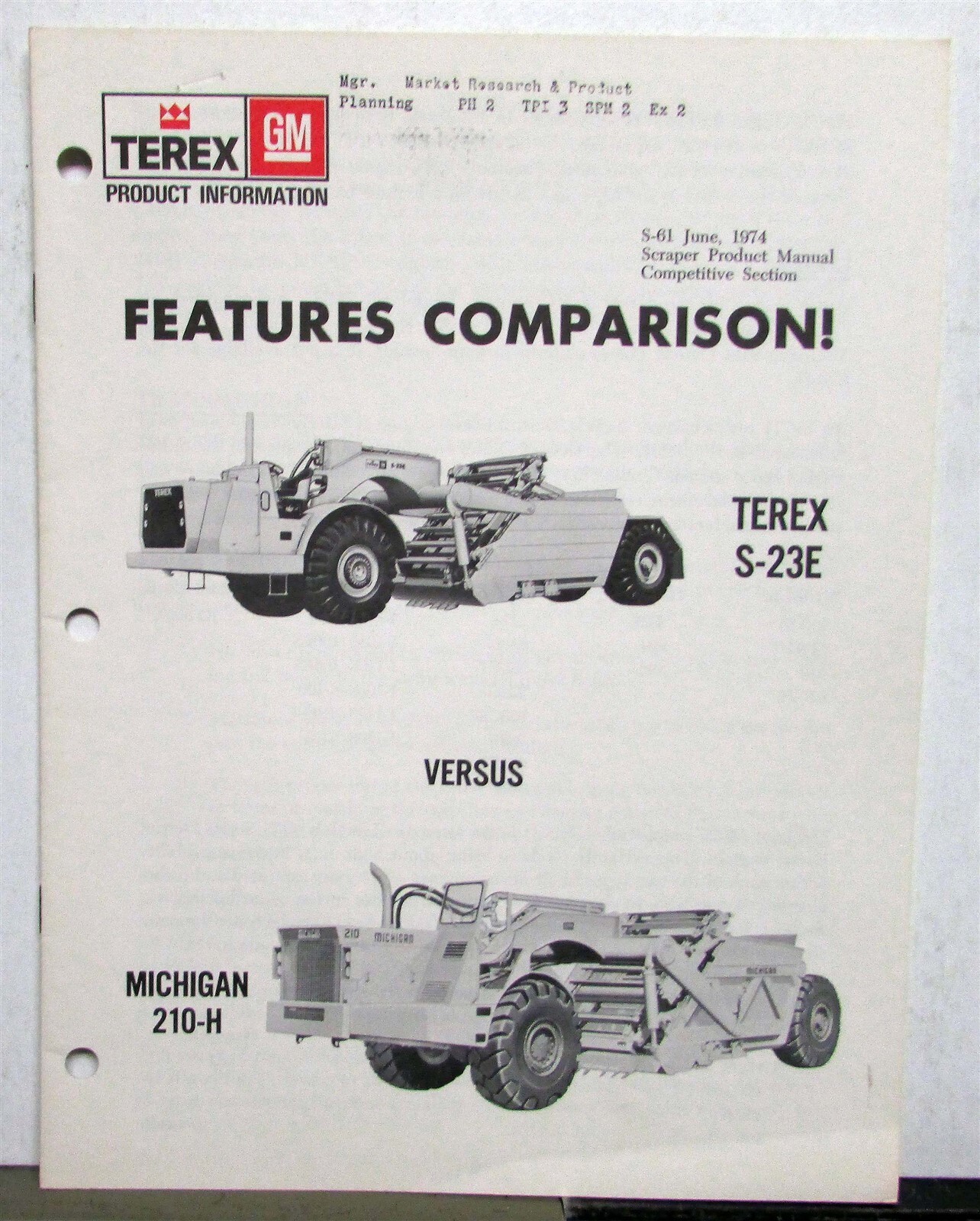 1974 Terex GM S-23E VS Michigan 210-H Construction Features Comparison
