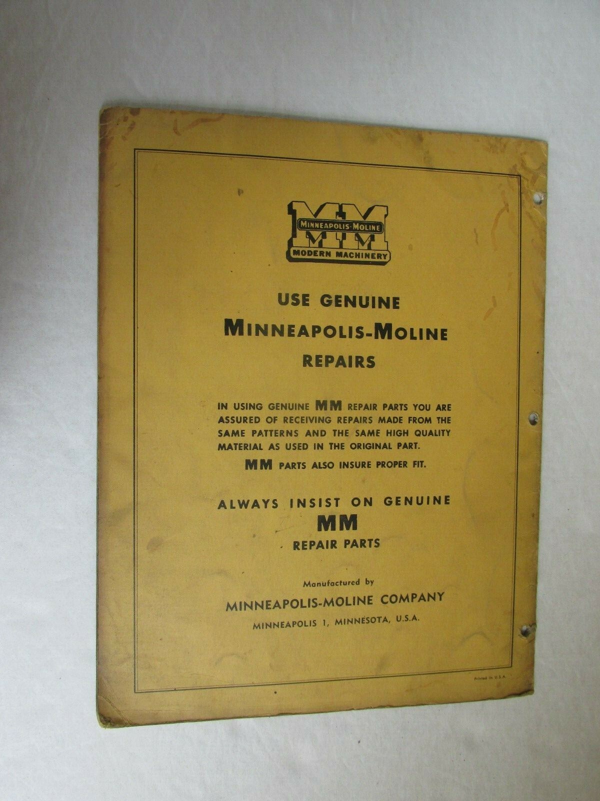 MBF90 Farm Manual Minneapolis Moline MM Repair Catalog Model UO Harrow R243