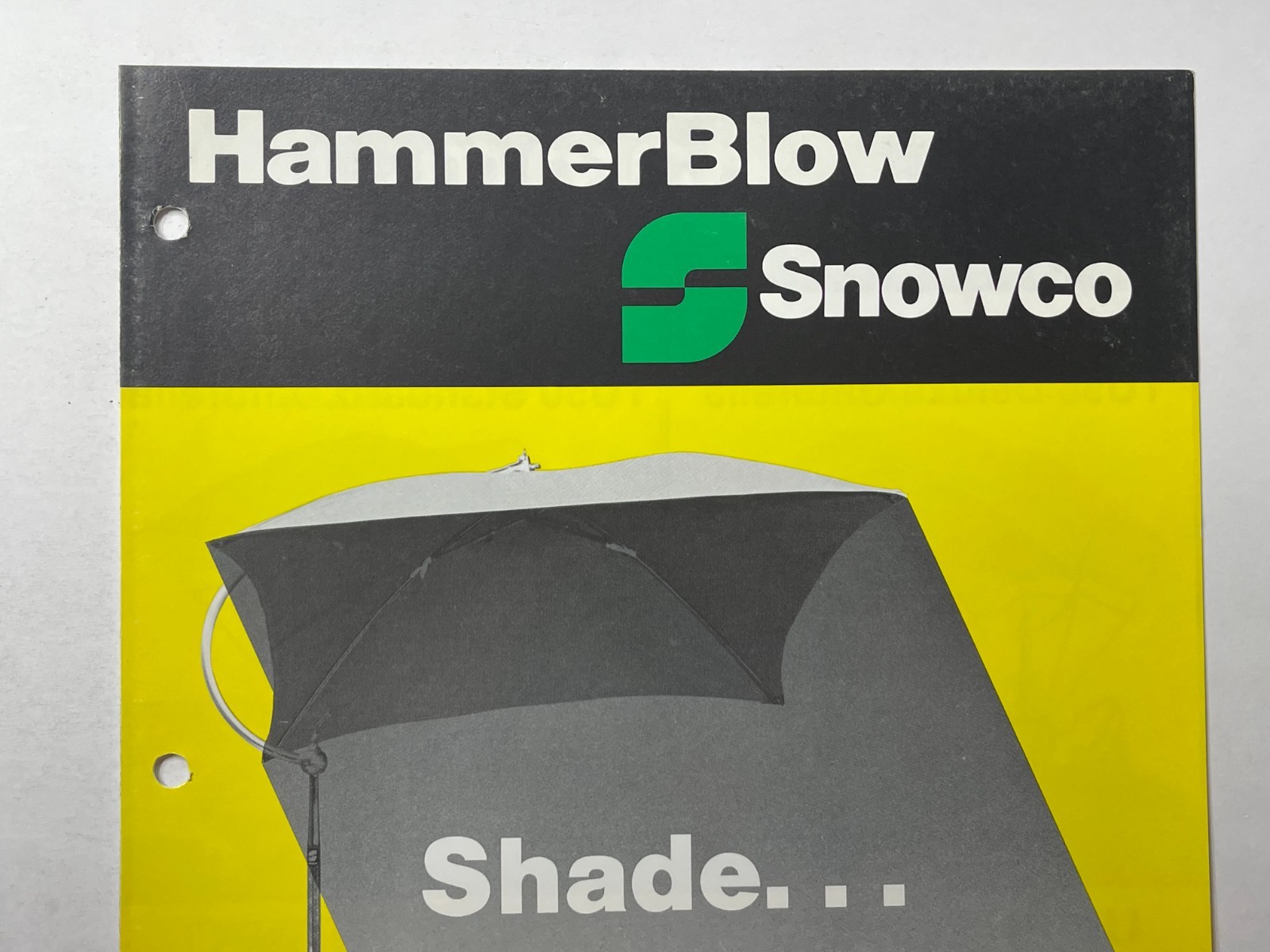 HammerBlow Snowco Umbrella Tractor Shade Sales Brochure *Sales Book* (1970s)
