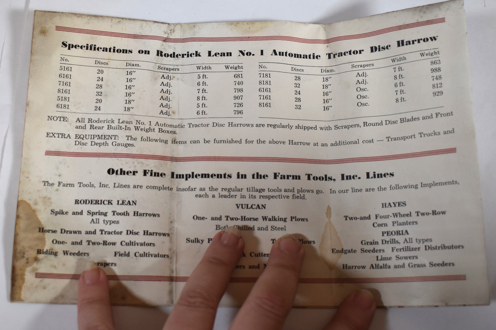 Vintage Roderick Lean No. 1 Automatic Tractor Disc Harrow Brochure Farm Tools