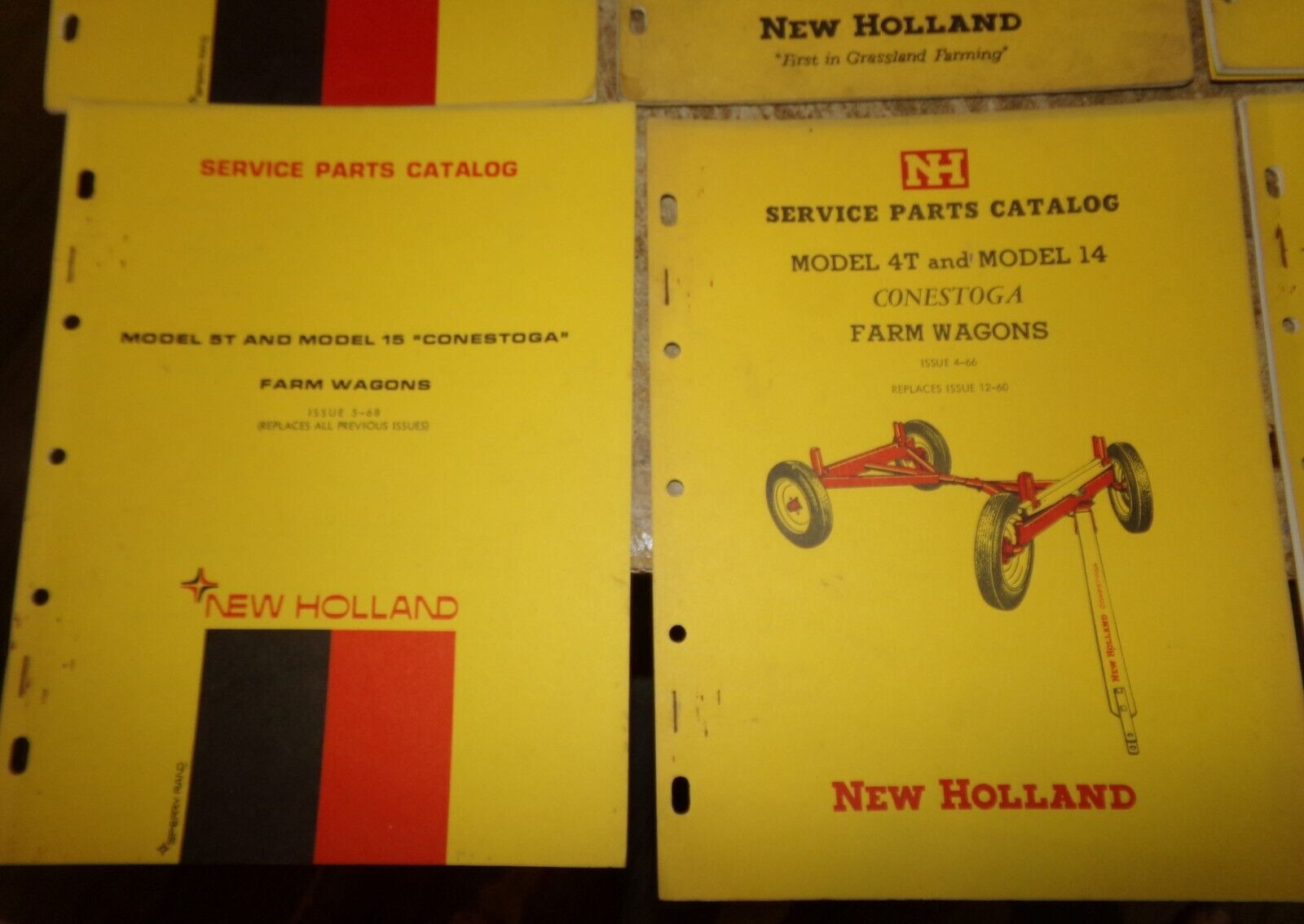 6-lot 1960&rsquo;s-1970&rsquo;s new holland equipment parts catalogs good used