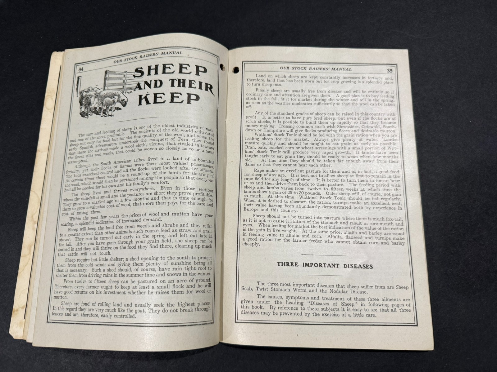 Vintage Watkins Stock Raisers Manual Farming Brochure