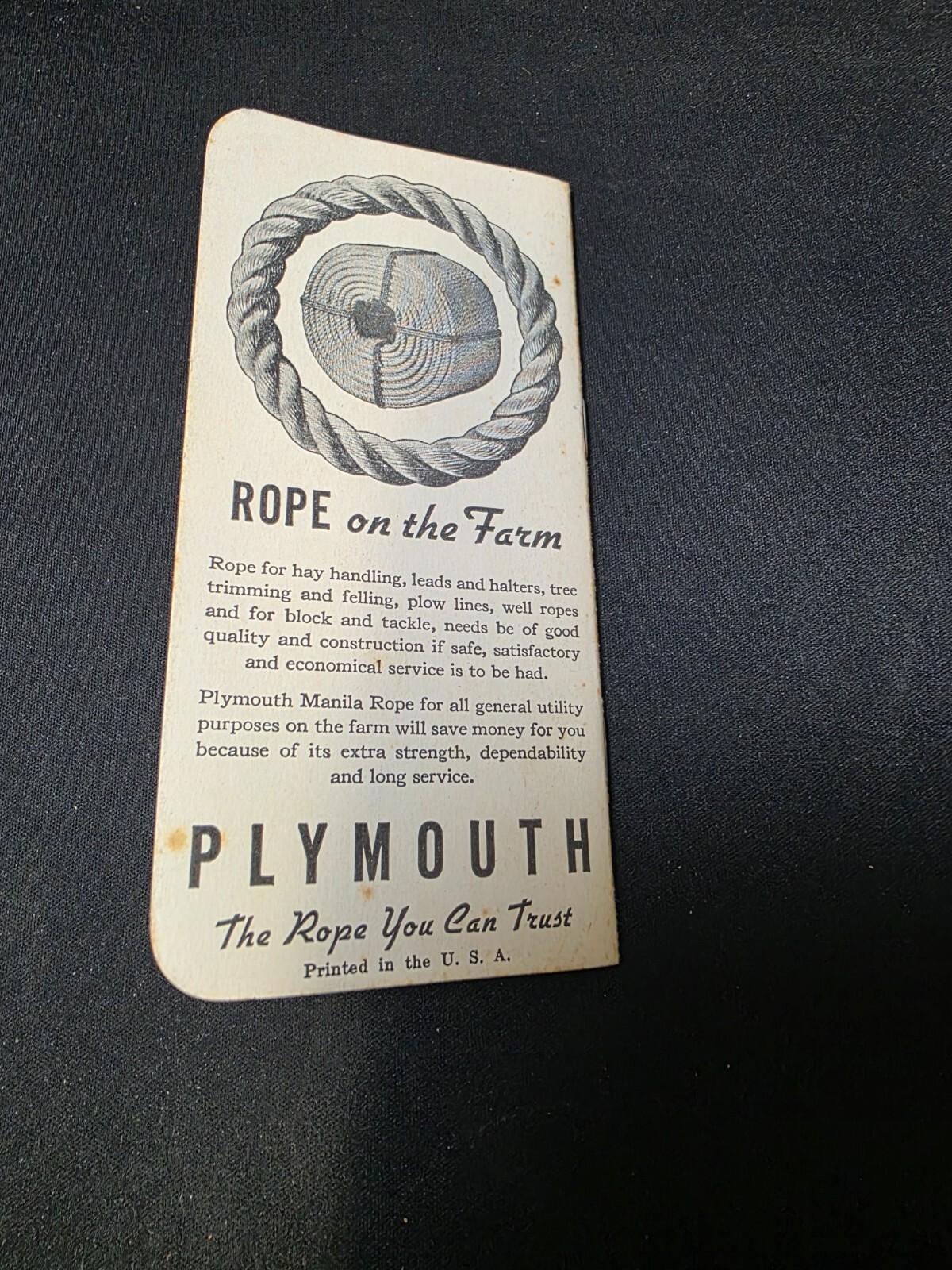 Vintage USED 1938 Plymouth Binder Twine Cordage Co. Pocket Memo Note Book