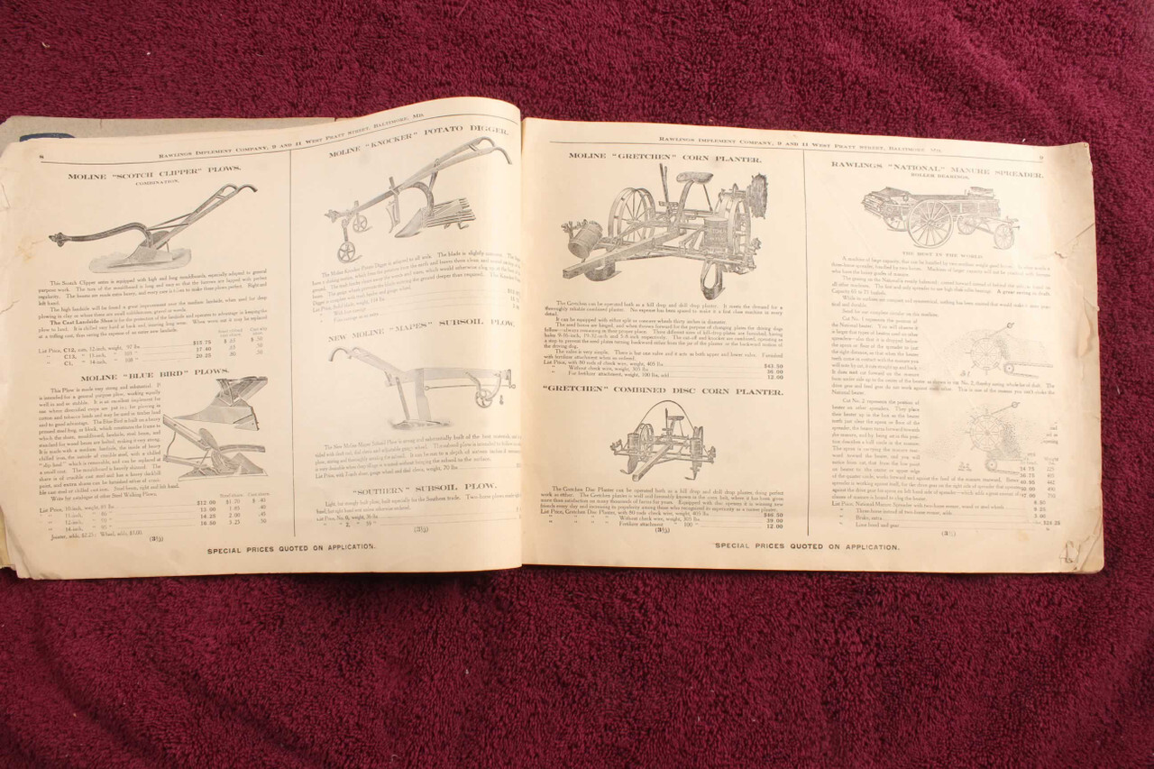 Antique 1908 Rawlings Implement Company Catalog Farm Machinery