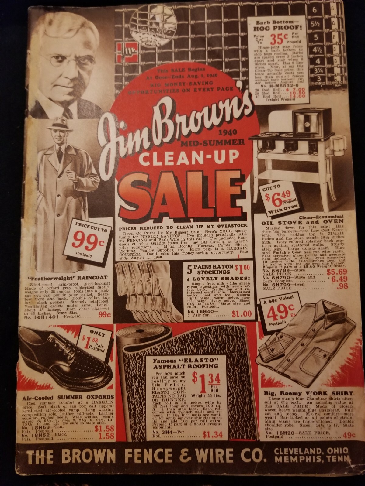 Vintage Jim Brown Fence Wire Catalog 1940 Clean Up Sale Farm Equipment Clothing