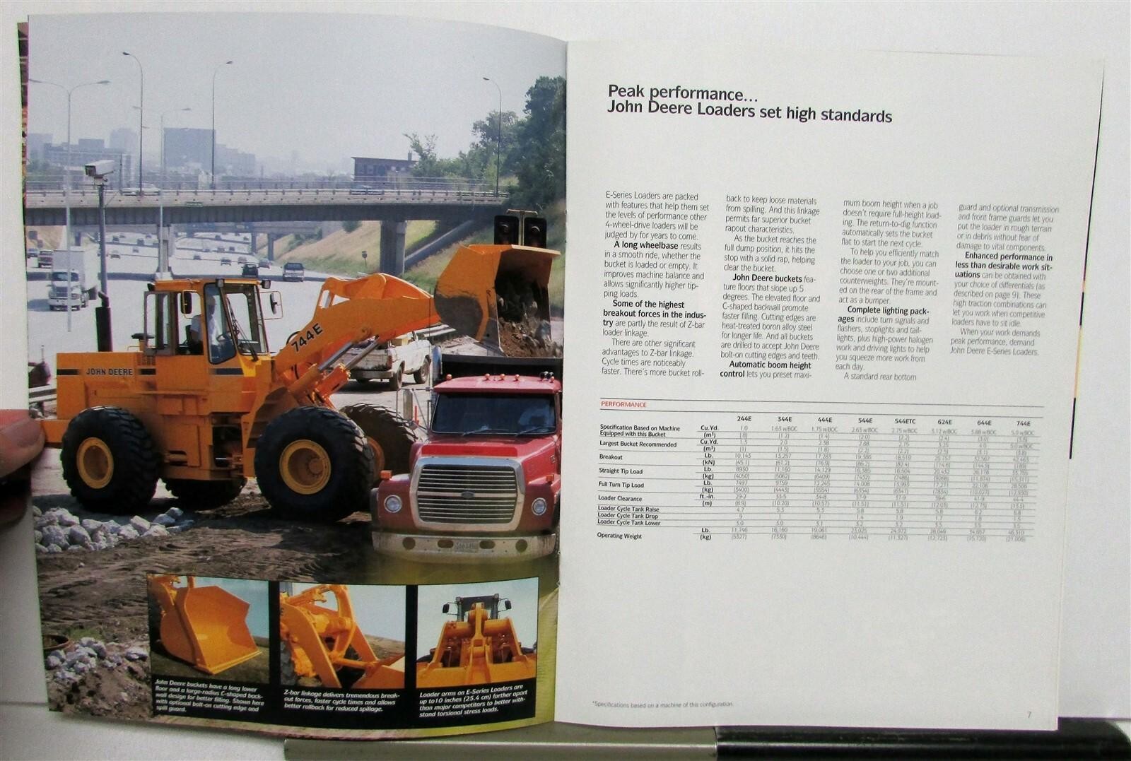 1992 John Deere Loader Specifications Construction Sale Brochure