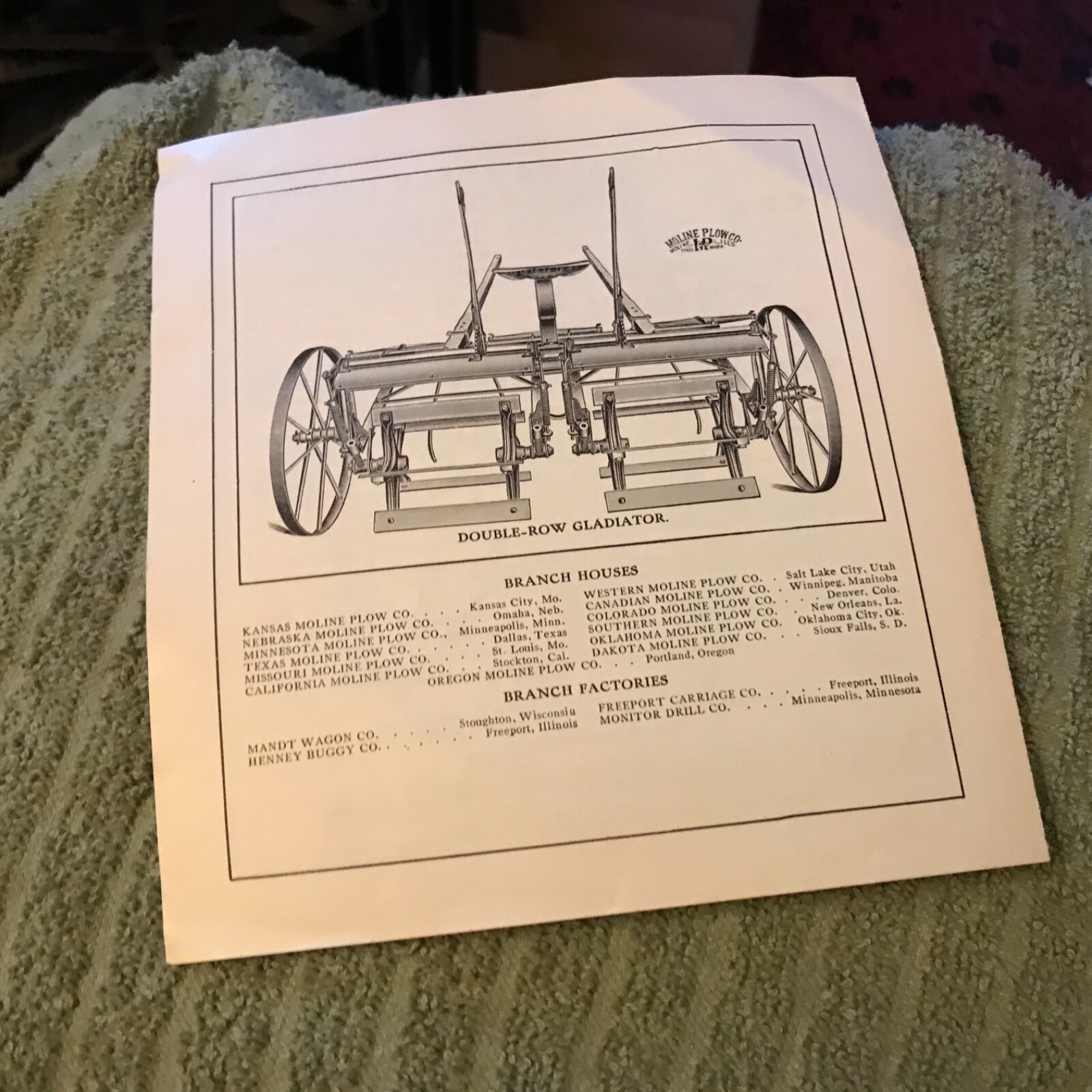 Original MOLINE TRACTOR Plow Gladiator Stalk Cutter