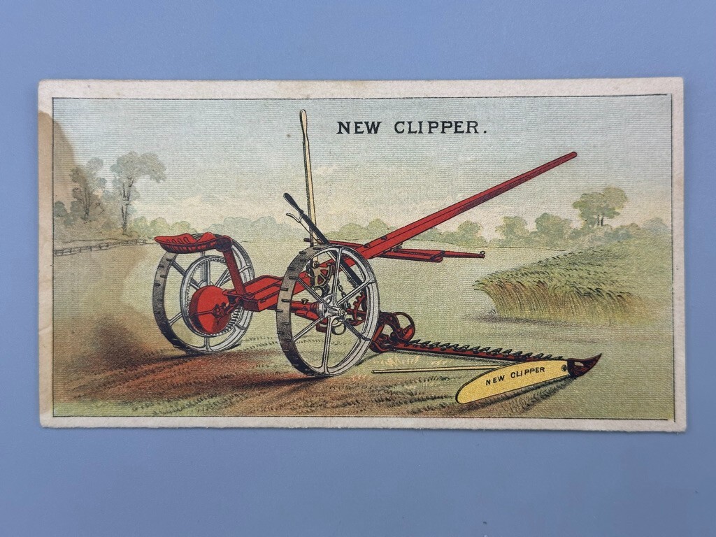 1880s TRIUMPH Seymour Reaper Farm Advertising Folding Trade Card BROCKPORT NY