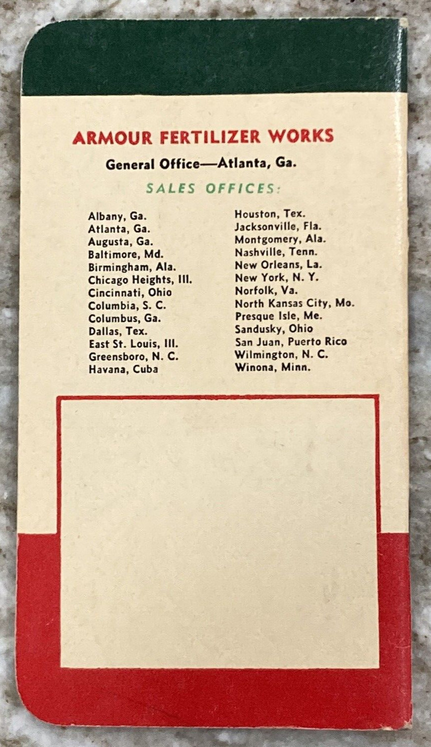 ARMOUR VERTAGREEN Fertilizer Memo Booklet 1953 Agriculture Ad Memo Book A993