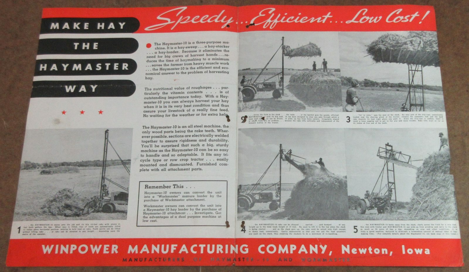 The Haymaster 10 Winpower Manufacturing Co. Foldout Brochure