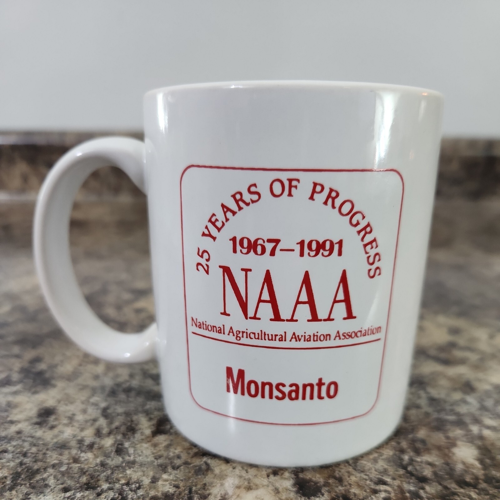 NAAA Agricultural Aviation 1991 Coffee Mug Cup Monsanto Crop Dusting Airplane