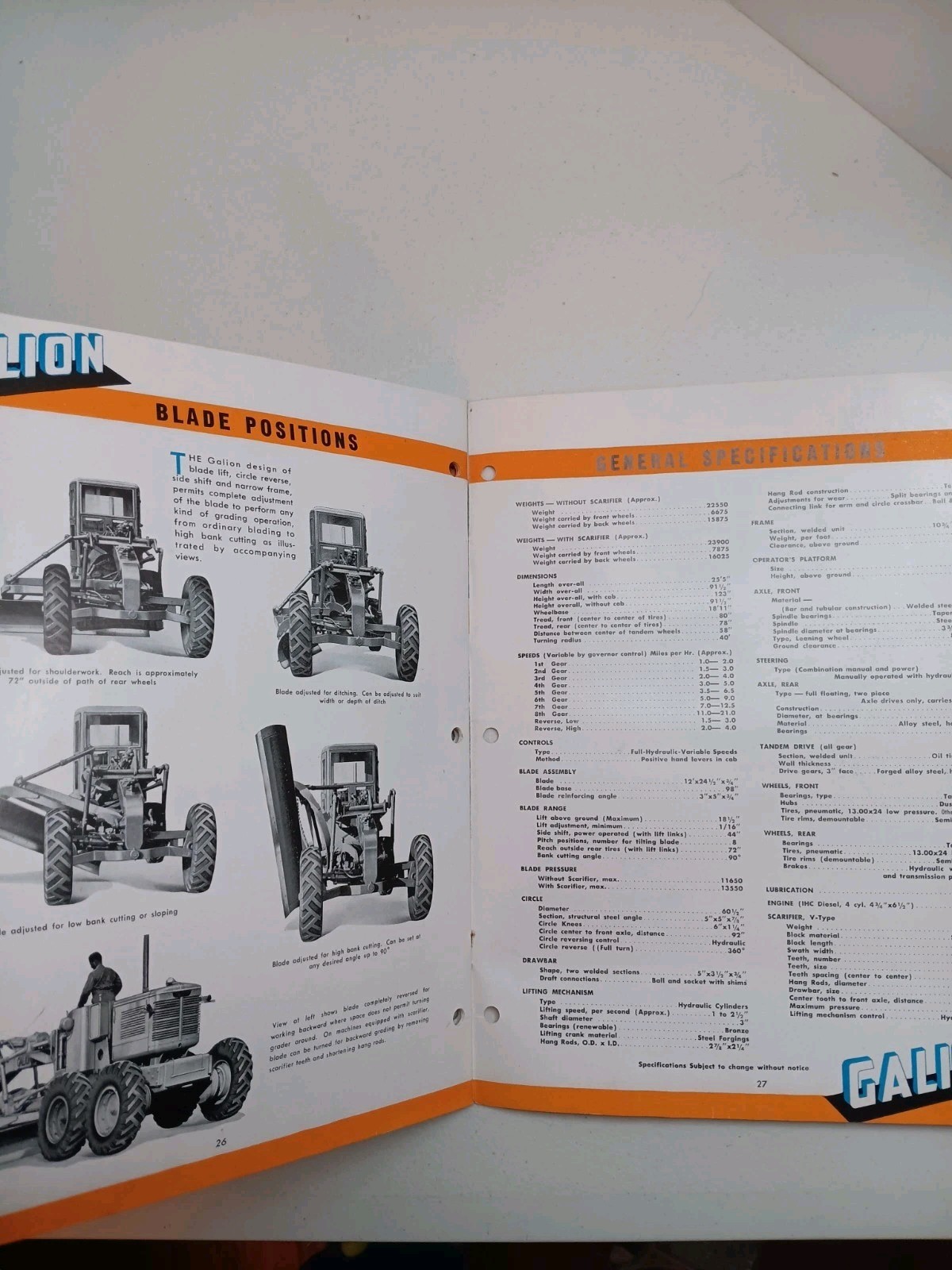 Galion Motor Grader 102 Sales Catalog No. 290 Brochure Advertising Book Specs