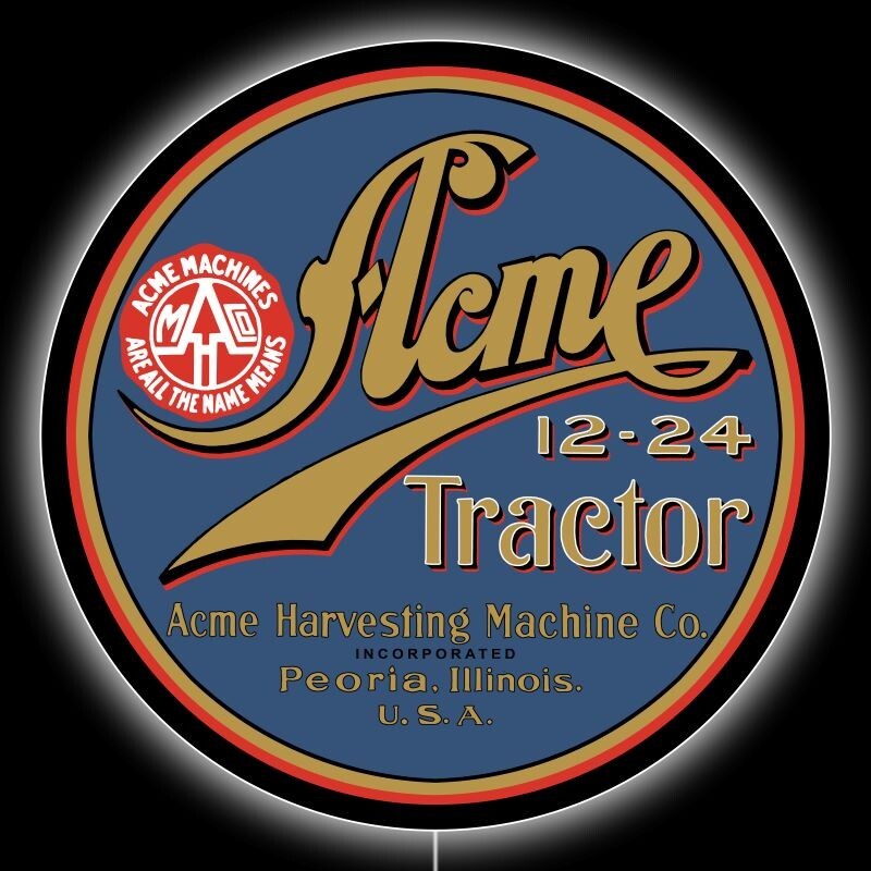 ACME 12-25 Tractor Peoria ILLINOIS LED Hanging Lighted Sign: 36&Prime; Diameter Round