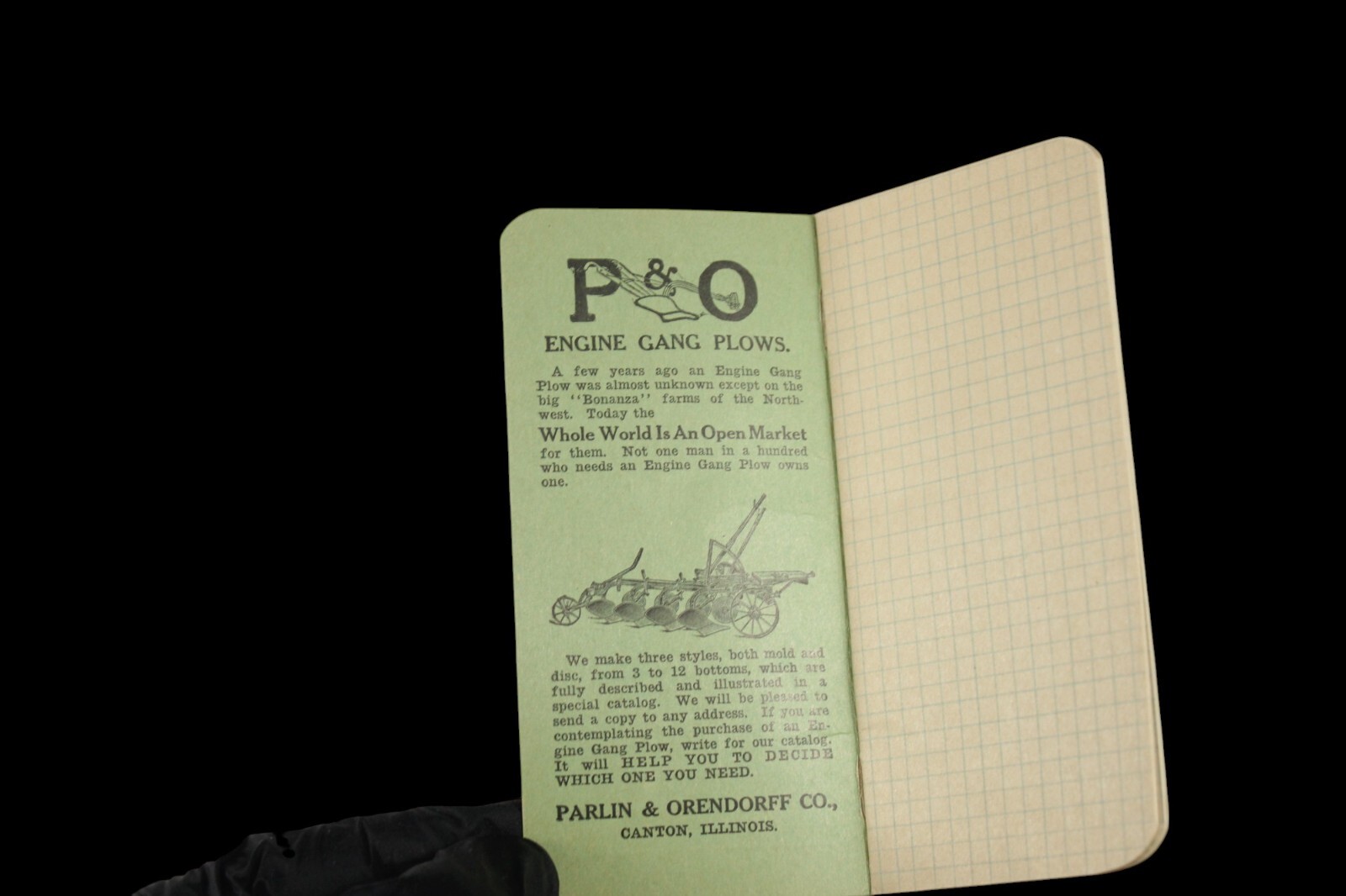 Antique P&O Parlin & Orendorff Horse Drawn Farm Implement Advertising Memo Book