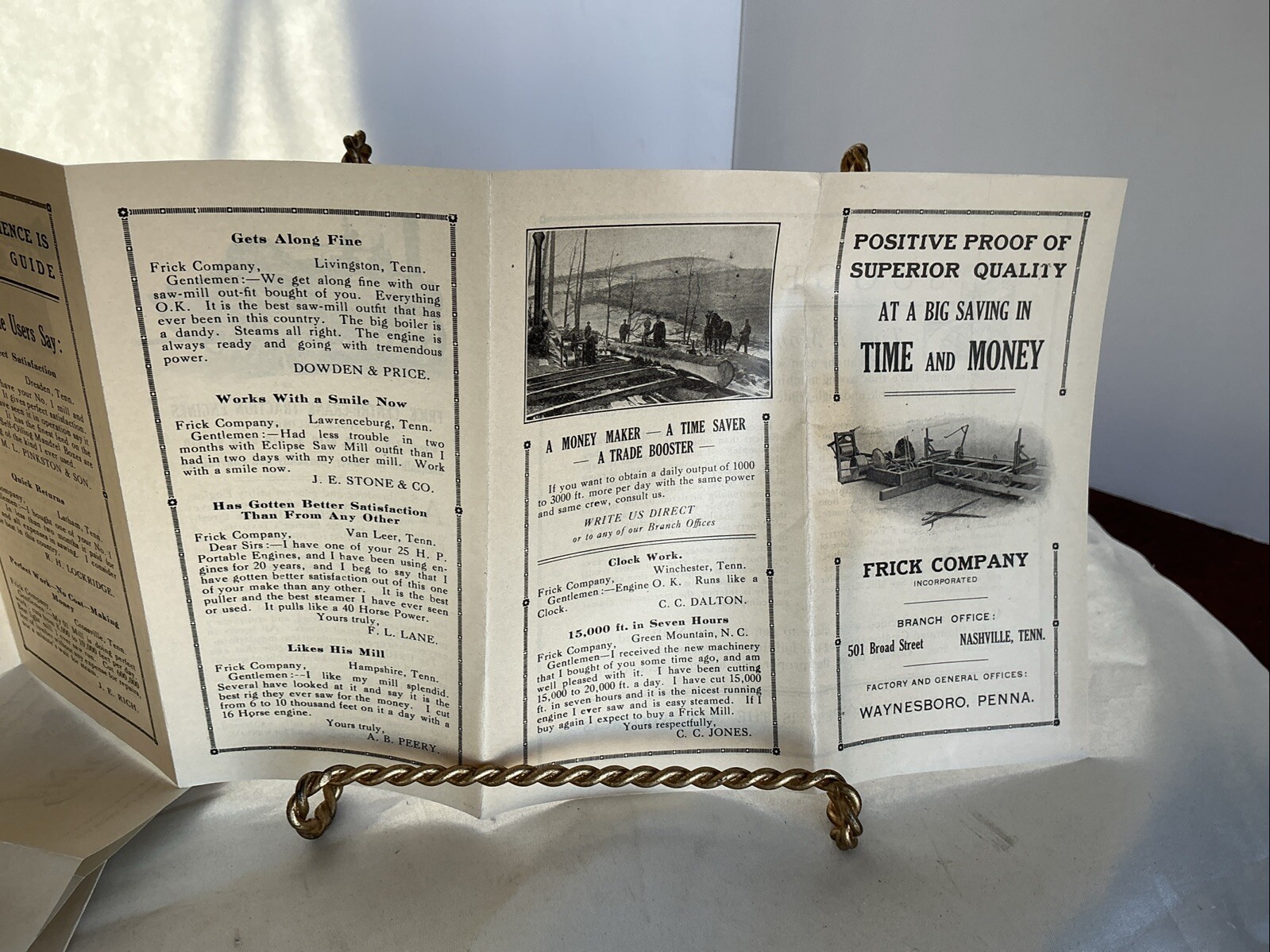 Frick Company Eclipse Machinery Nashville Tn 1913 Advertising Brochure & Letter