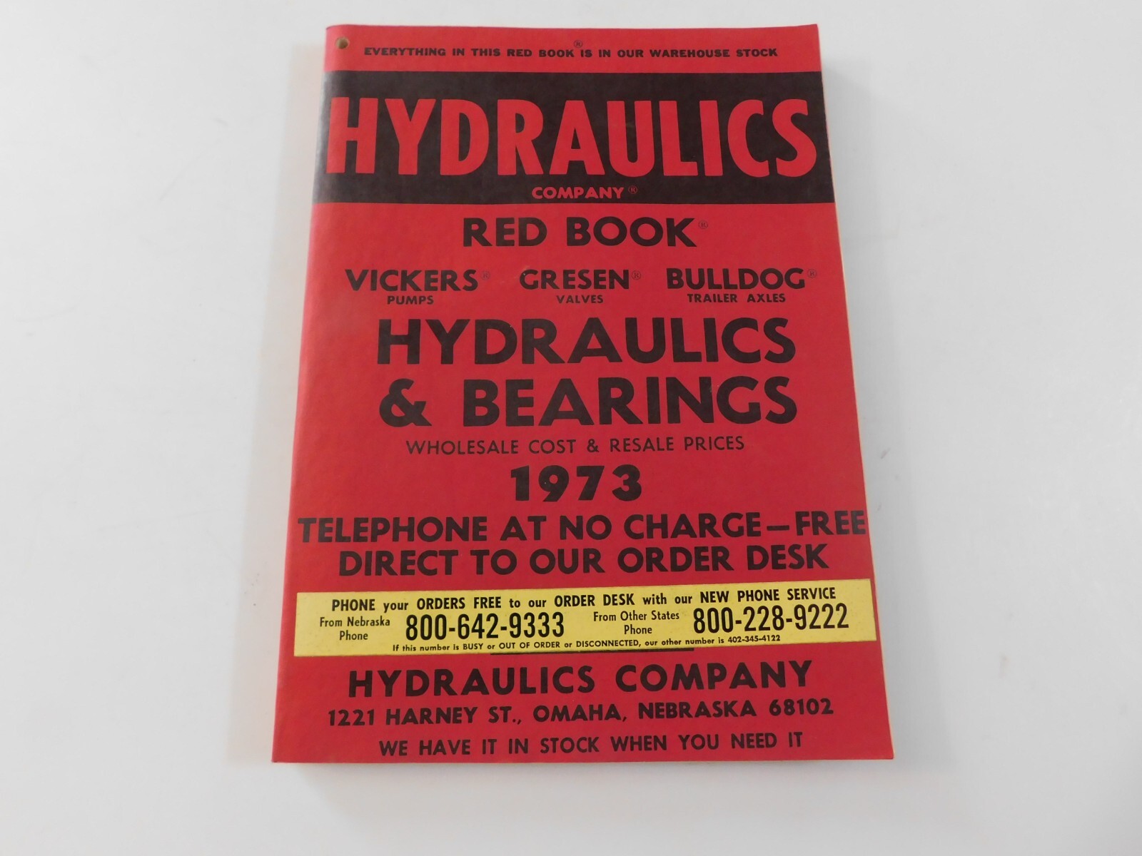 1973 HYDRAULICS CO. RED BOOK PARTS CATALOGUE PRICE GUIDE VG HYDRAULICS & BEARING