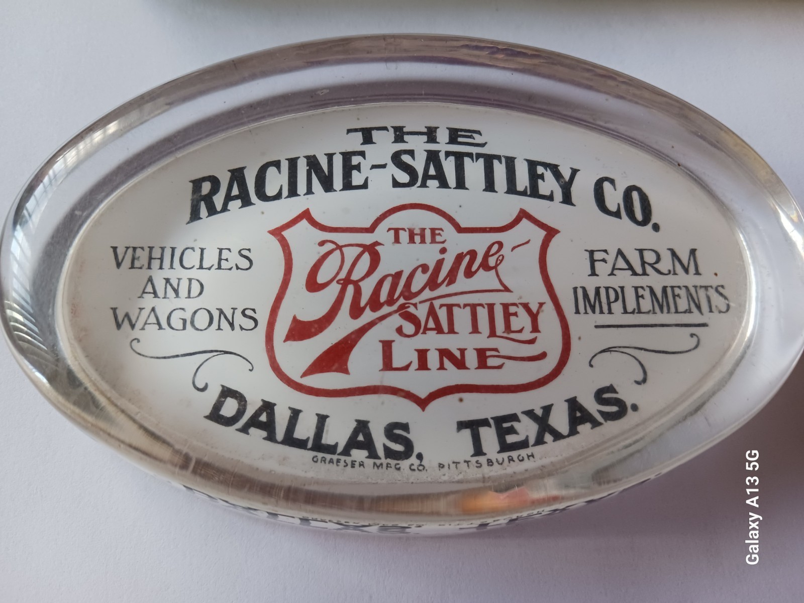 RACINE-SATTLEY LINES ADVERTISING PAPERWEIGHT FARM IMPLEMENT WAGONS Pittsburgh
