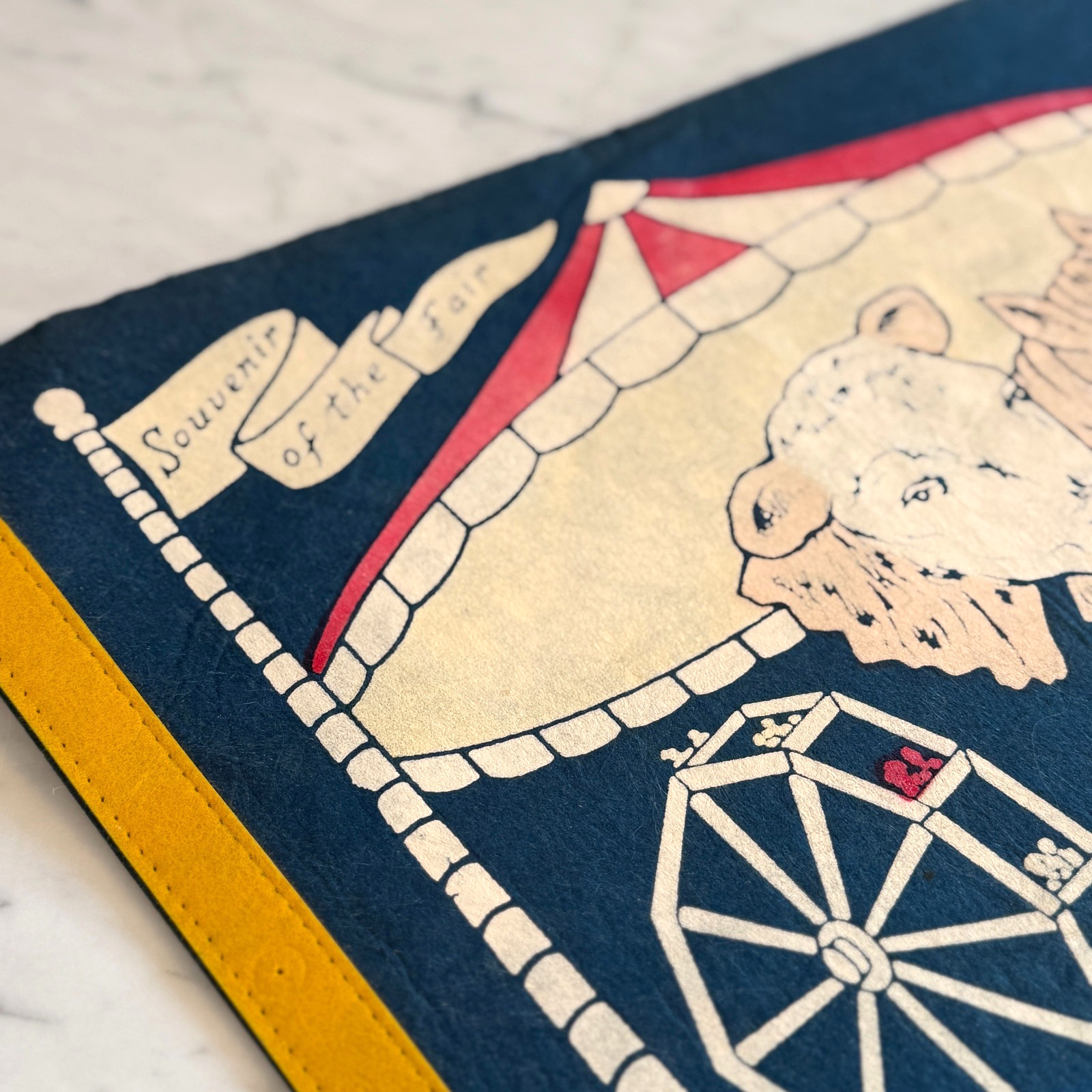 Vintage Indiana State Fair Felt Wall Pennant – Americana Mid Century Decor Art