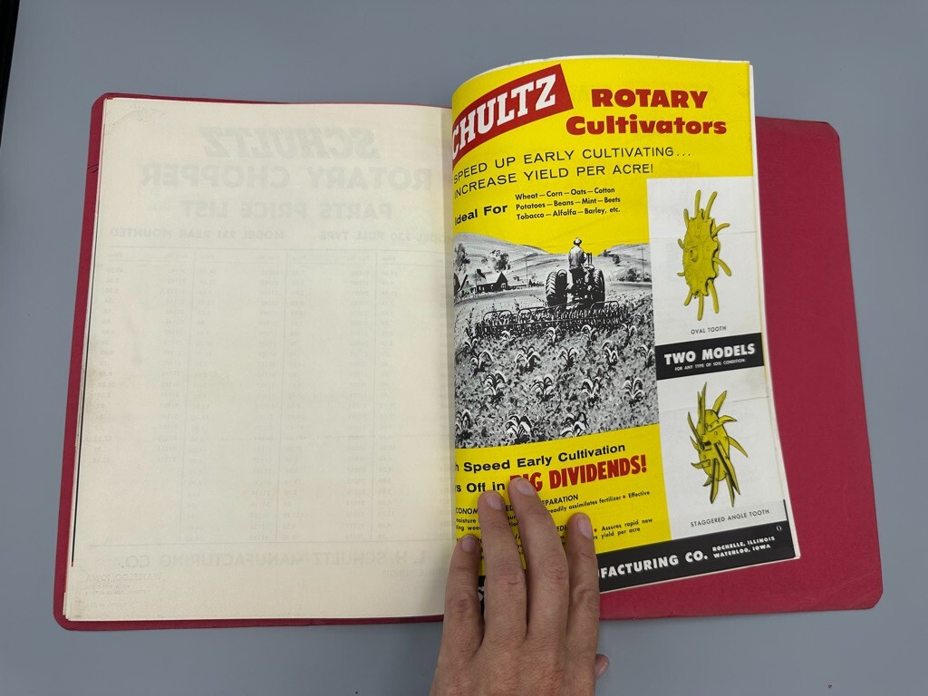 1964 SCHULTZ FARM MACHINERY Sales Manual Parts List