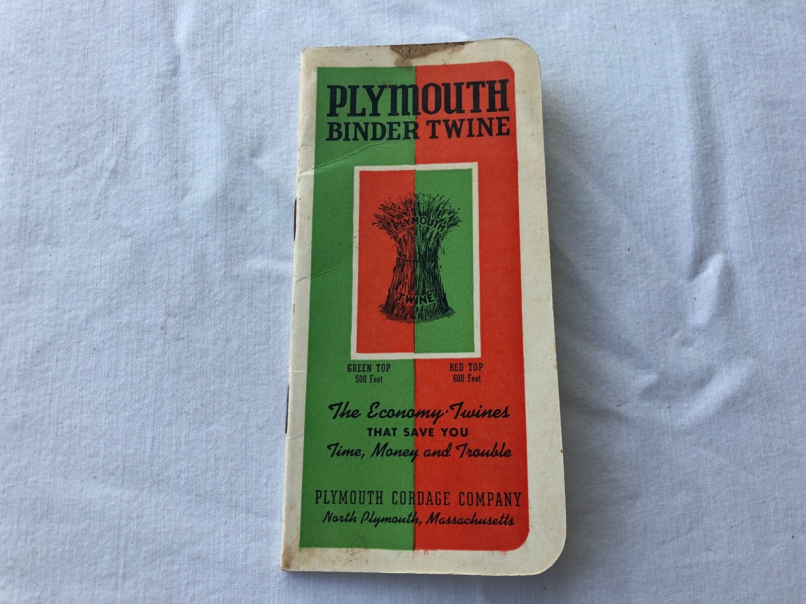 Vintage 1941 PLYMOUTH BINDER TWINE Vest Pocket Notebook North Plymouth Ma