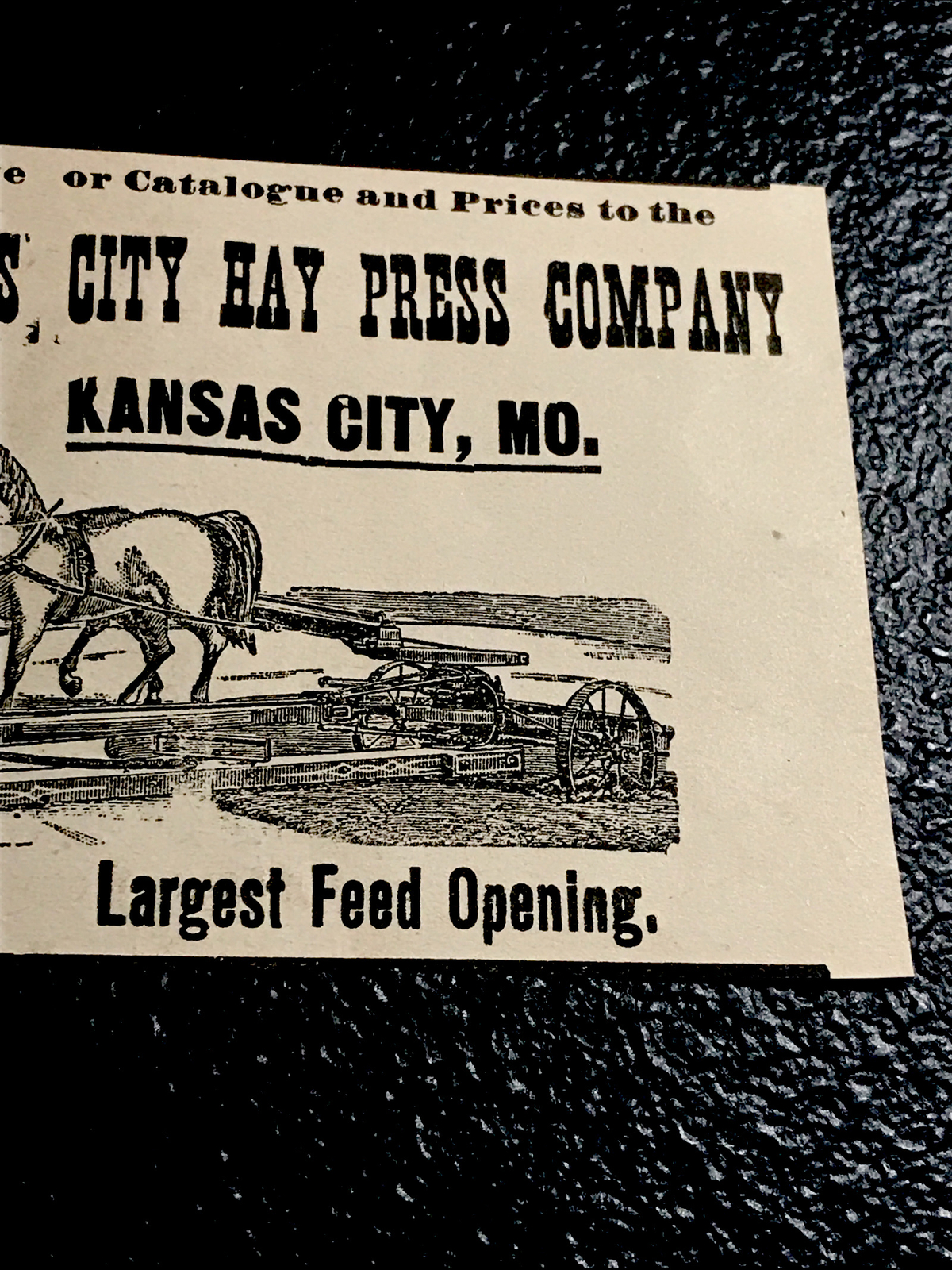 1893 Kansas City Hay Press Co. Farm Advertising – Kansas City – Missouri