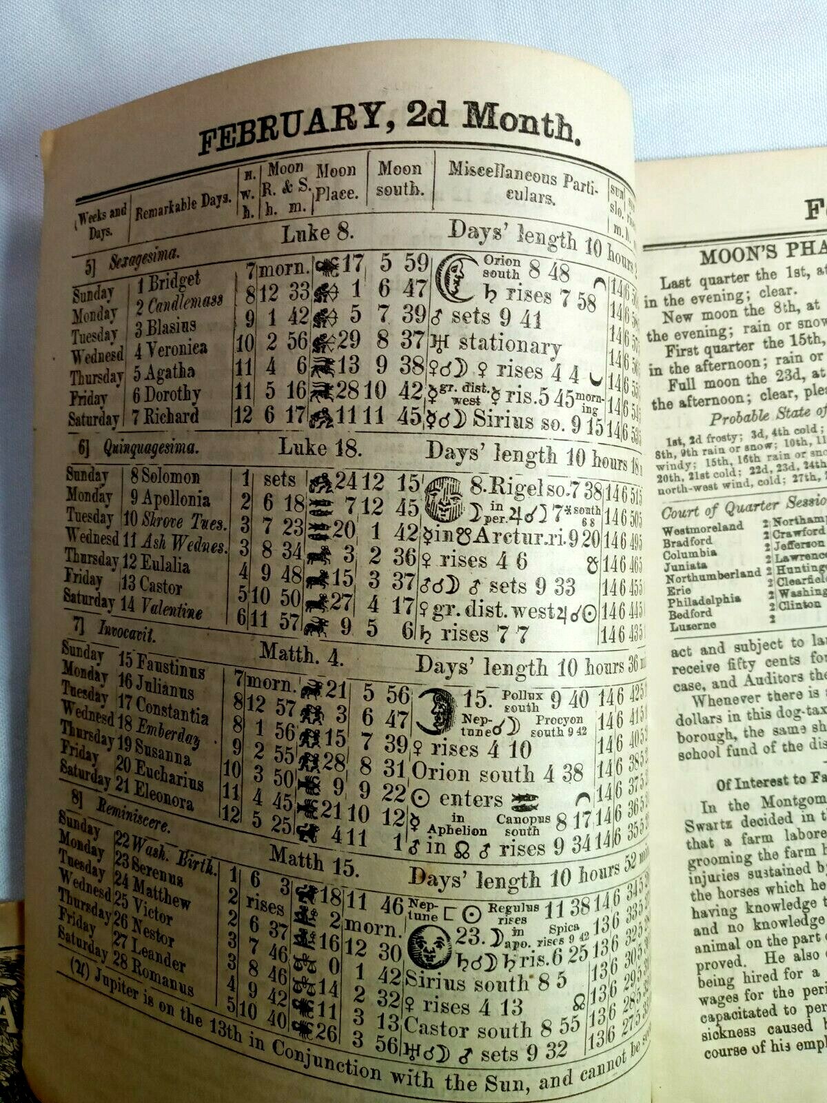 1891 John Bear Baer&rsquo;s Agricultural Almanac Lancaster, PA Antique Farmers Vintage